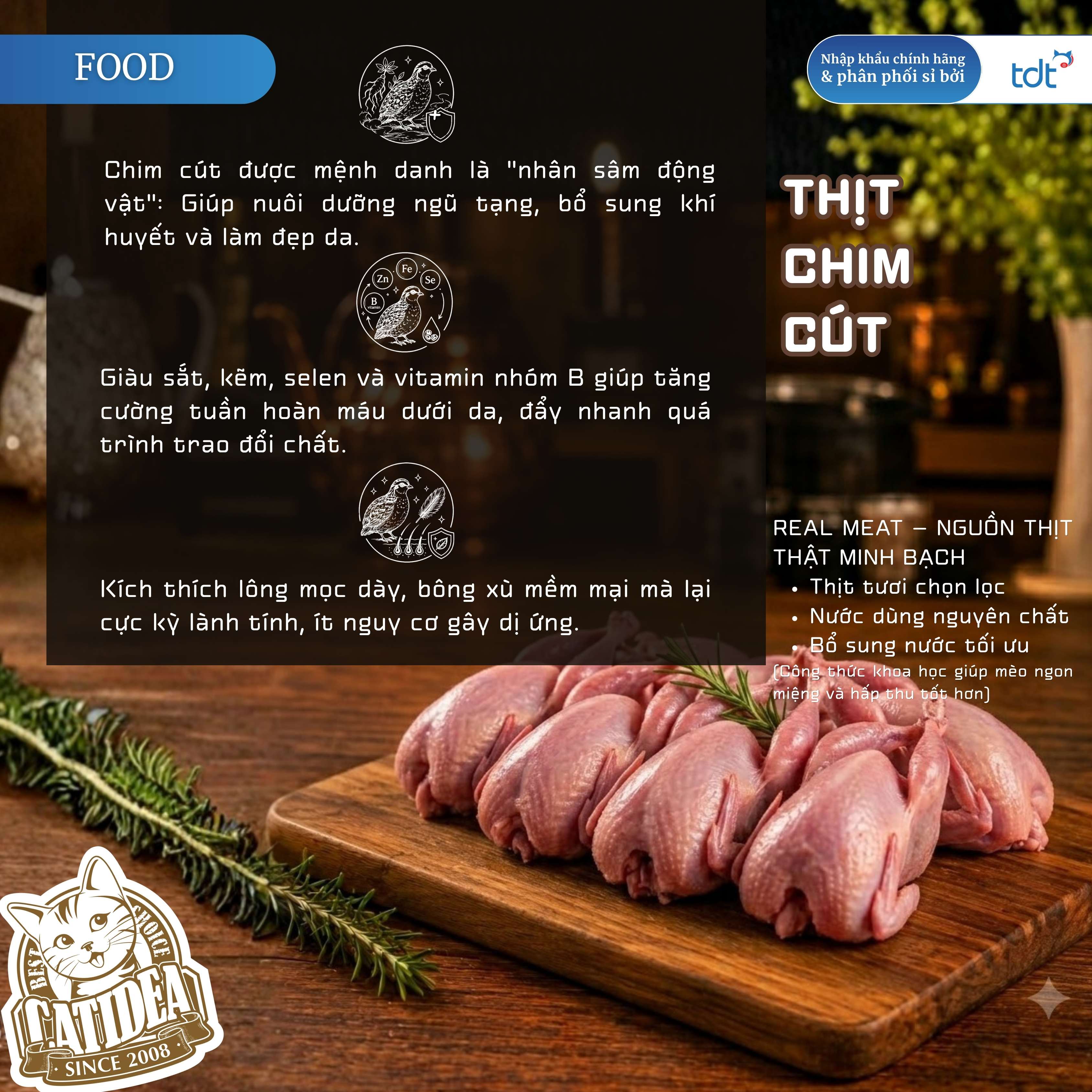 PATE GÓI CATIDEA 35G_THỊT CÚT + LÒNG ĐỎ TRỨNG + DẦU NHUYỄN THỂ