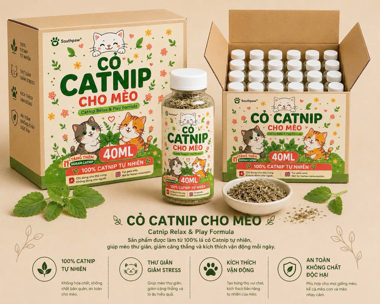 Cỏ mèo (catnip)(1 chai 6g/40ml)