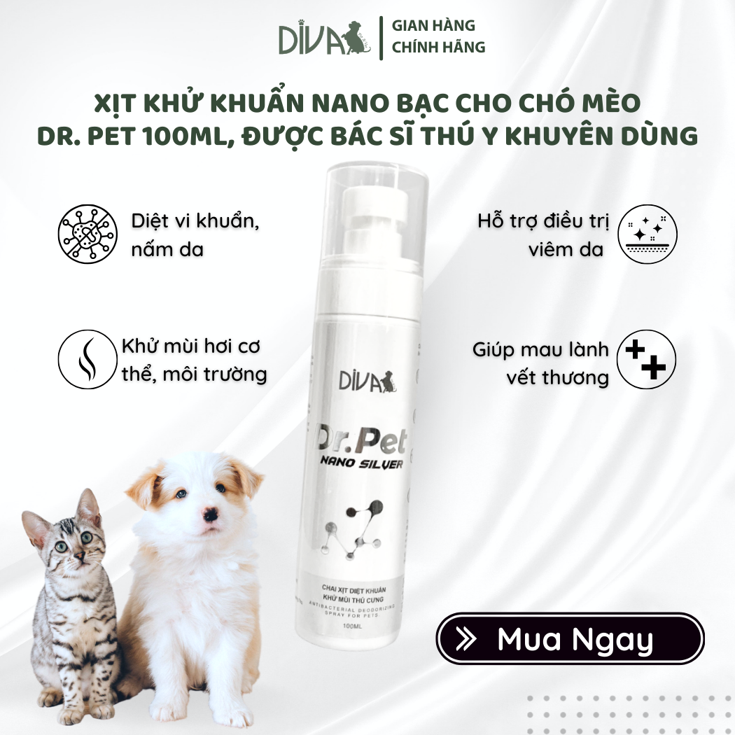 Chai xịt khử mùi Nano Bạc cho thú cưng DIVA Dr. Pet 100ml