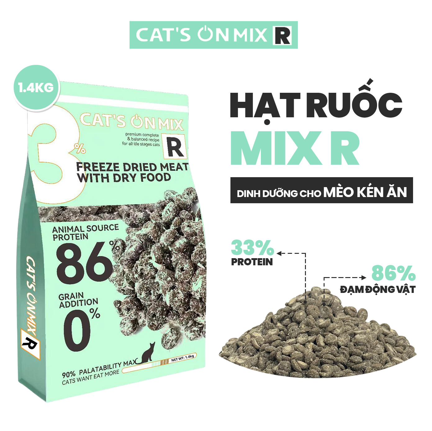 Thức ăn hạt cho mèo Cat’s On Mix R 1,4kg
