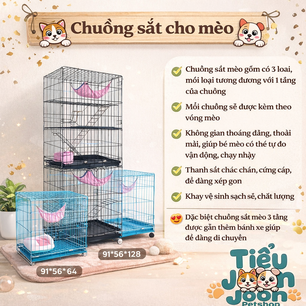 Chuồng sắt mèo HOÀNG KHIÊM