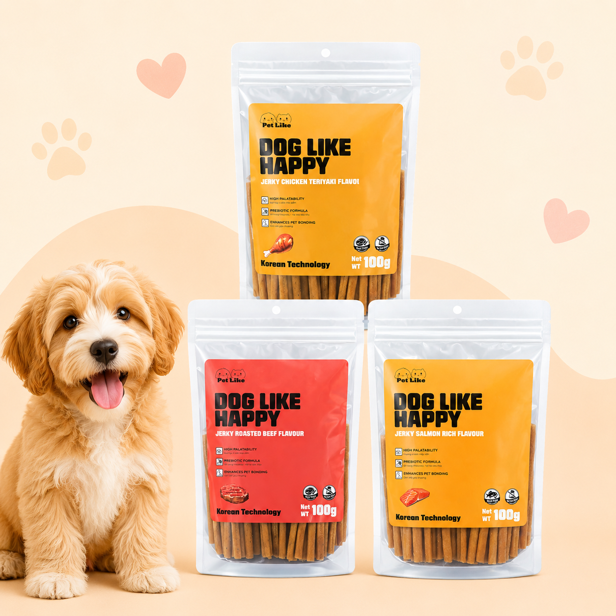 Que Thịt Sấy cho chó Dog Like Happy Jerky 100g