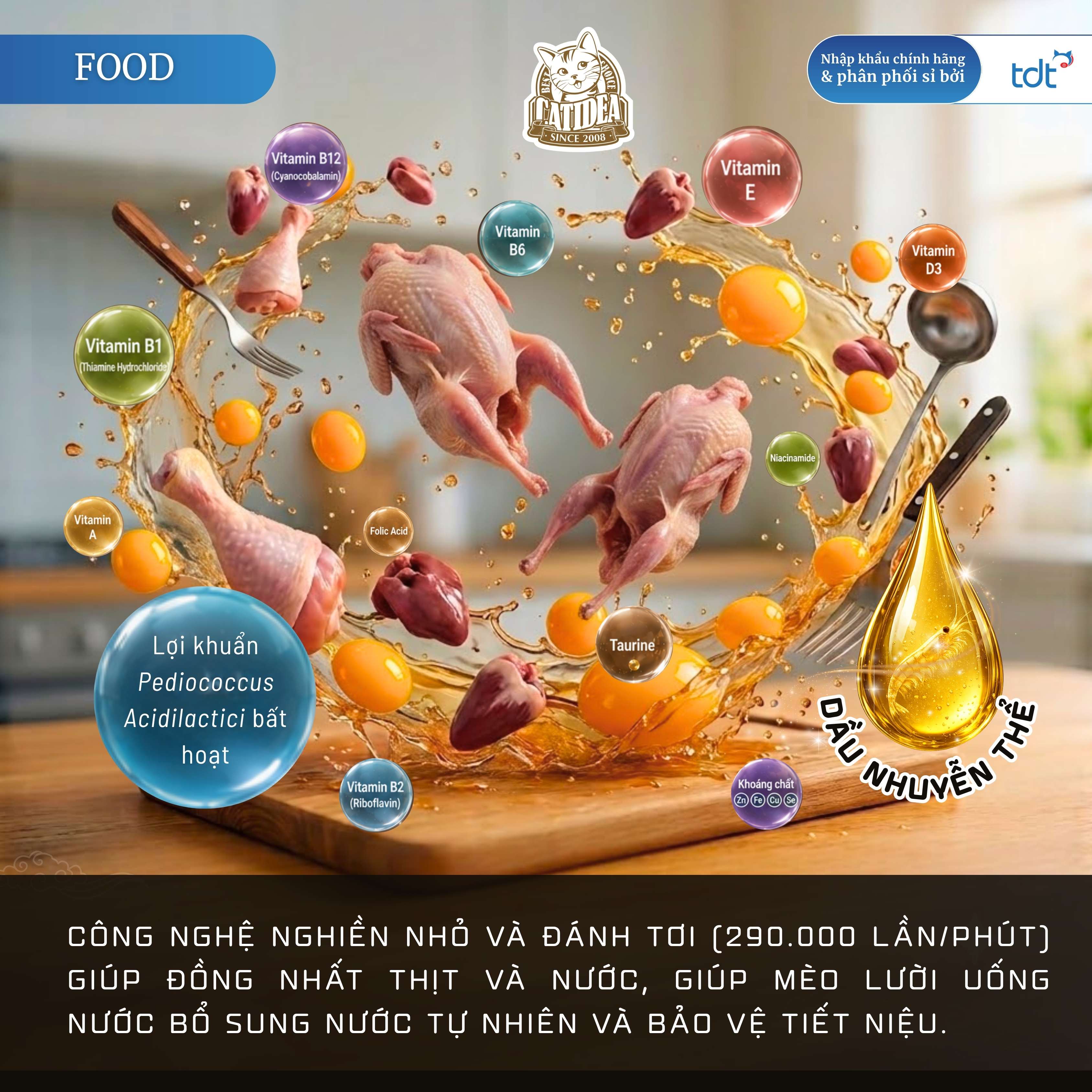 PATE GÓI CATIDEA 35G_THỊT CÚT + LÒNG ĐỎ TRỨNG + DẦU NHUYỄN THỂ