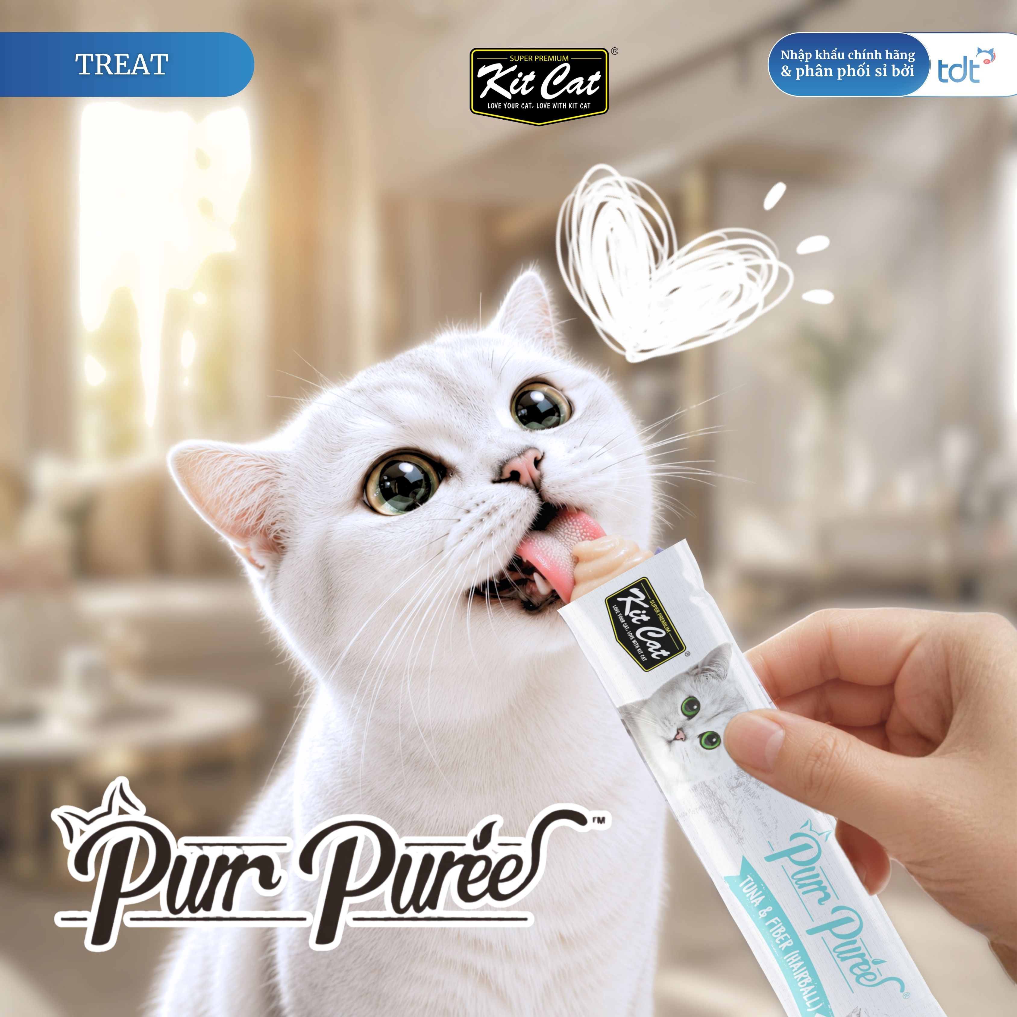 SỐT THƯỞNG KIT CAT PURR PUREE CÁ NGỪ & NGỪA BÚI LÔNG 75G - XANH NGỌC