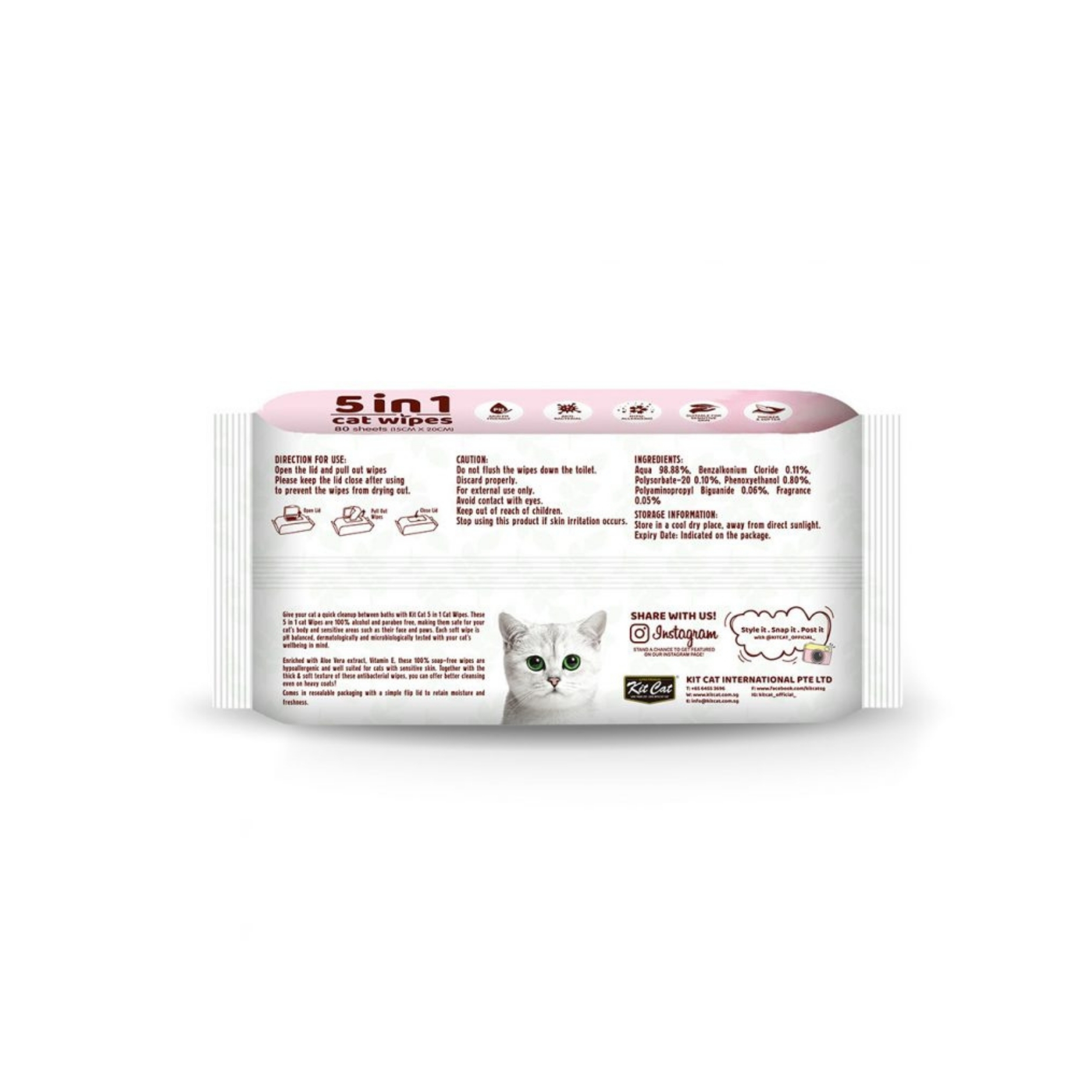 Khăn ướt kháng khuẩn cho mèo Kit Cat - Hương Lavender