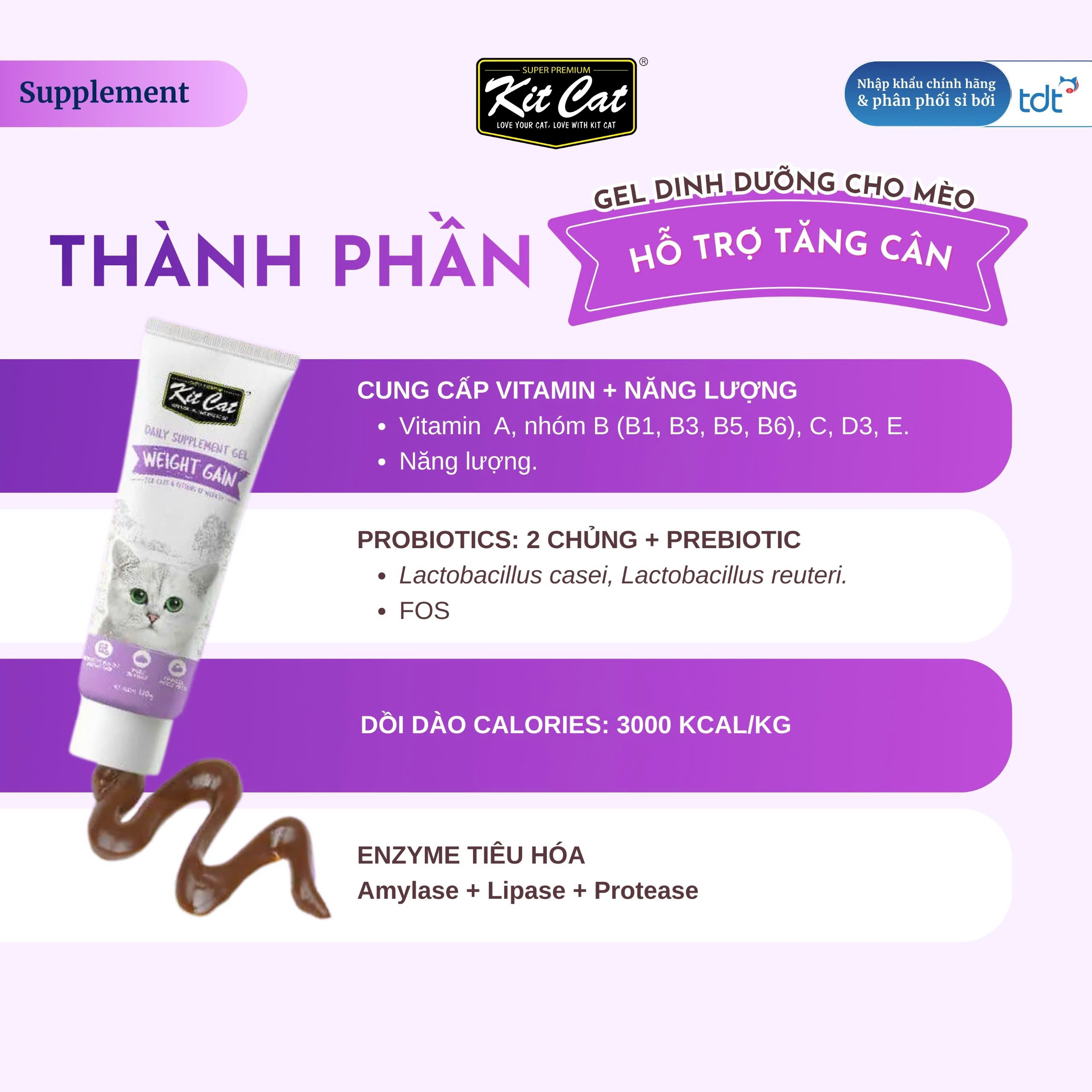 Gel dinh dưỡng Kit Cat hỗ trợ tăng cân cho mèo 120g