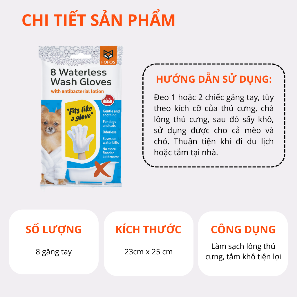 Khăn tắm dùng 1 lần cho thú cưng FOFOS