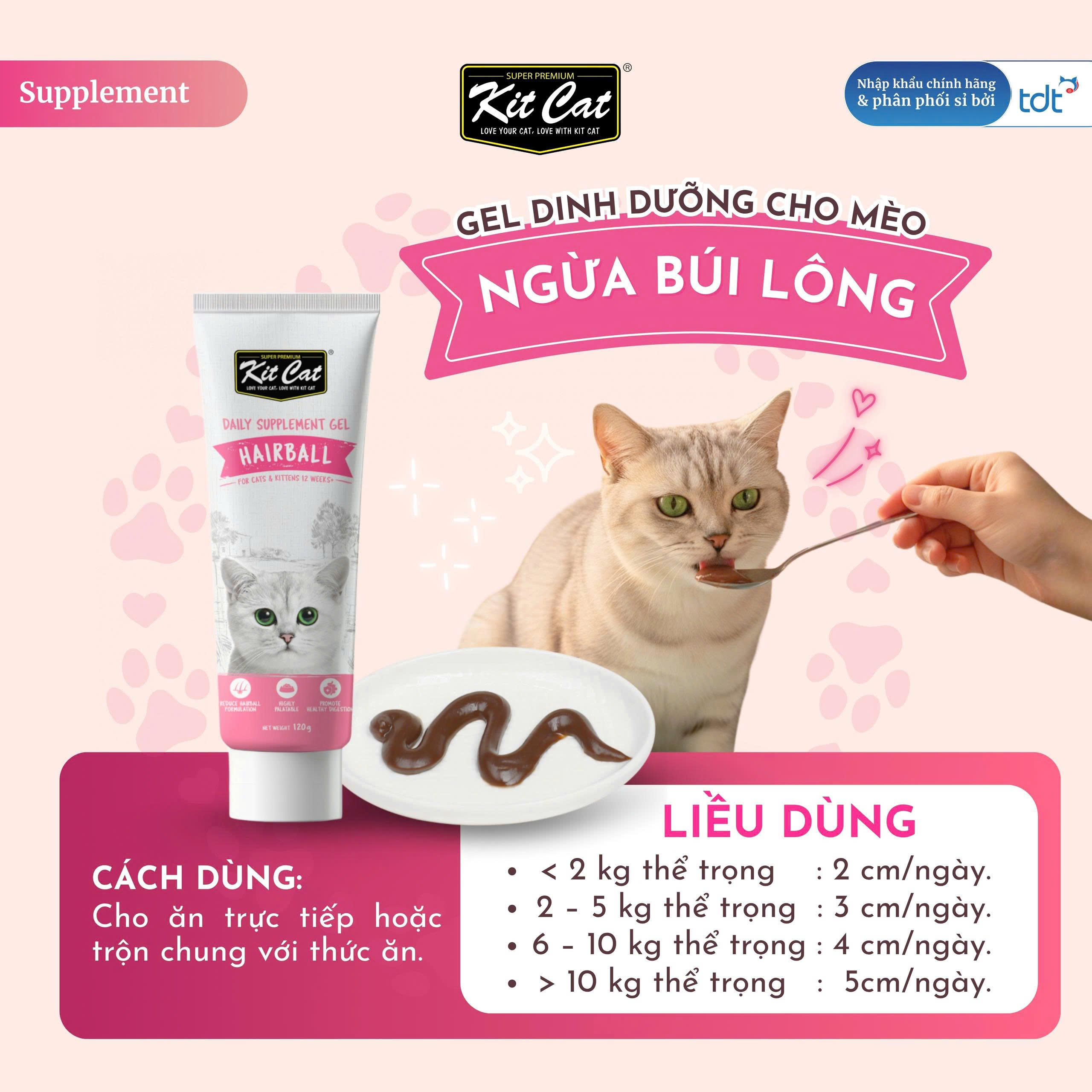 Gel dinh dưỡng Kit Cat hỗ trợ búi lông cho mèo 120g