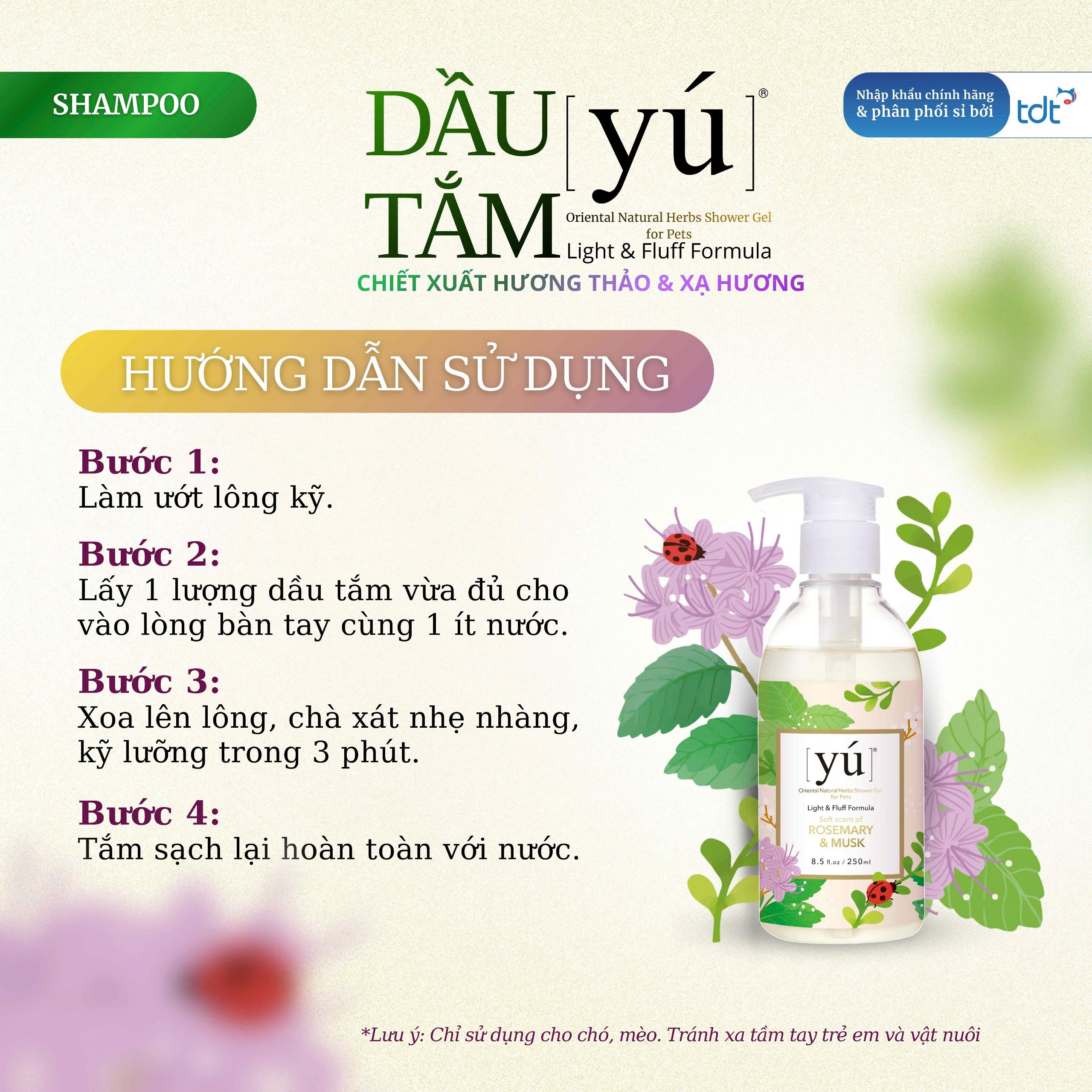Dầu tắm Yú Light cho chó mèo 250ml