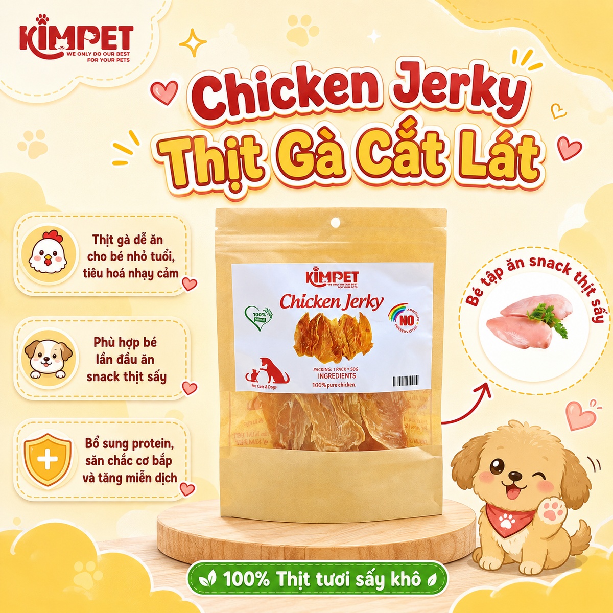 Jerky gà Kim Pet 50g