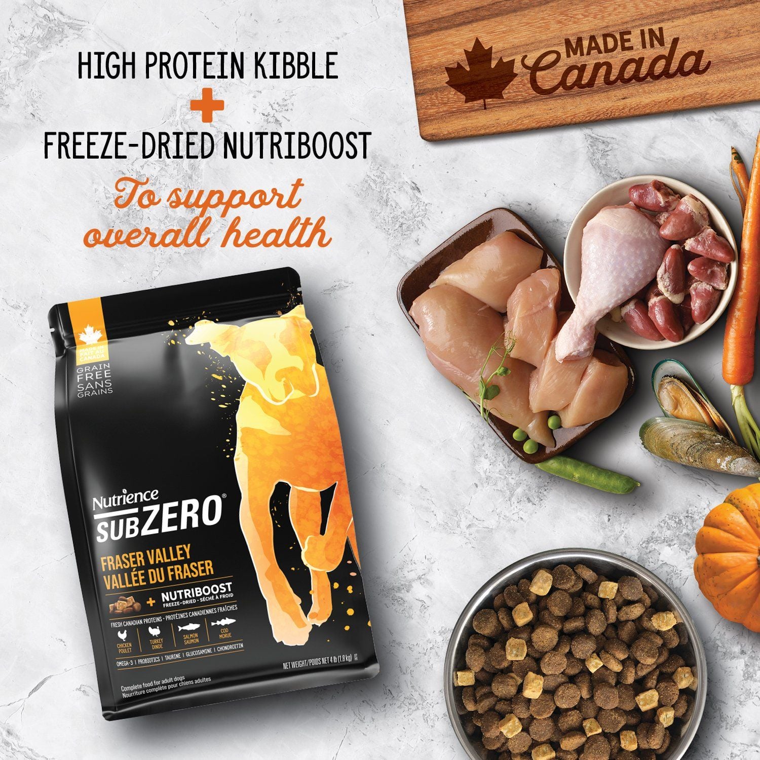 NT Subzero cho Chó - Gà tây, cá hồi, cá trích, cá tuyết và rau củ quả tự nhiên (Cho mọi giống chó ở mọi lứa tuổi)