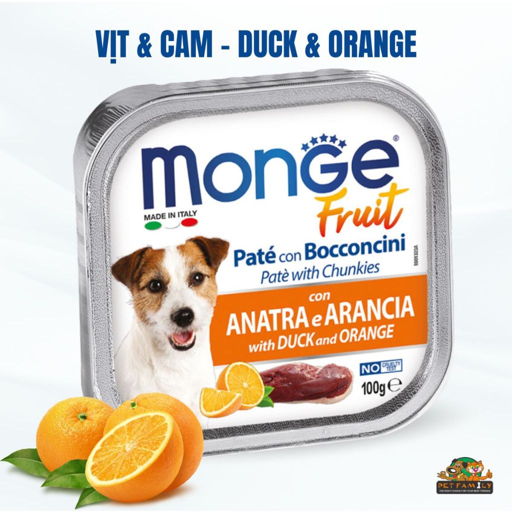 Pate chó cao cấp Ý Monge FRUIT hộp 100g