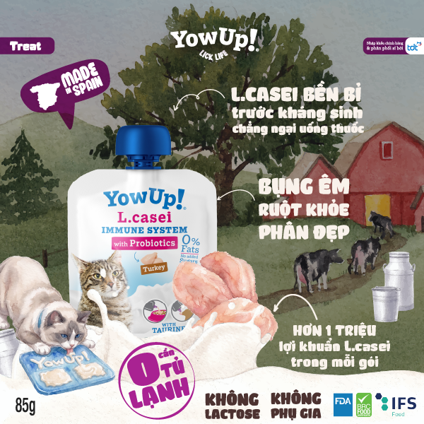 SỮA CHUA YOWUP! CHO MÈO - BỔ SUNG LỢI KHUẨN SỐNG & TAURINE_Thức ăn cho mèo 85g (Yowup Cats Lcasei)