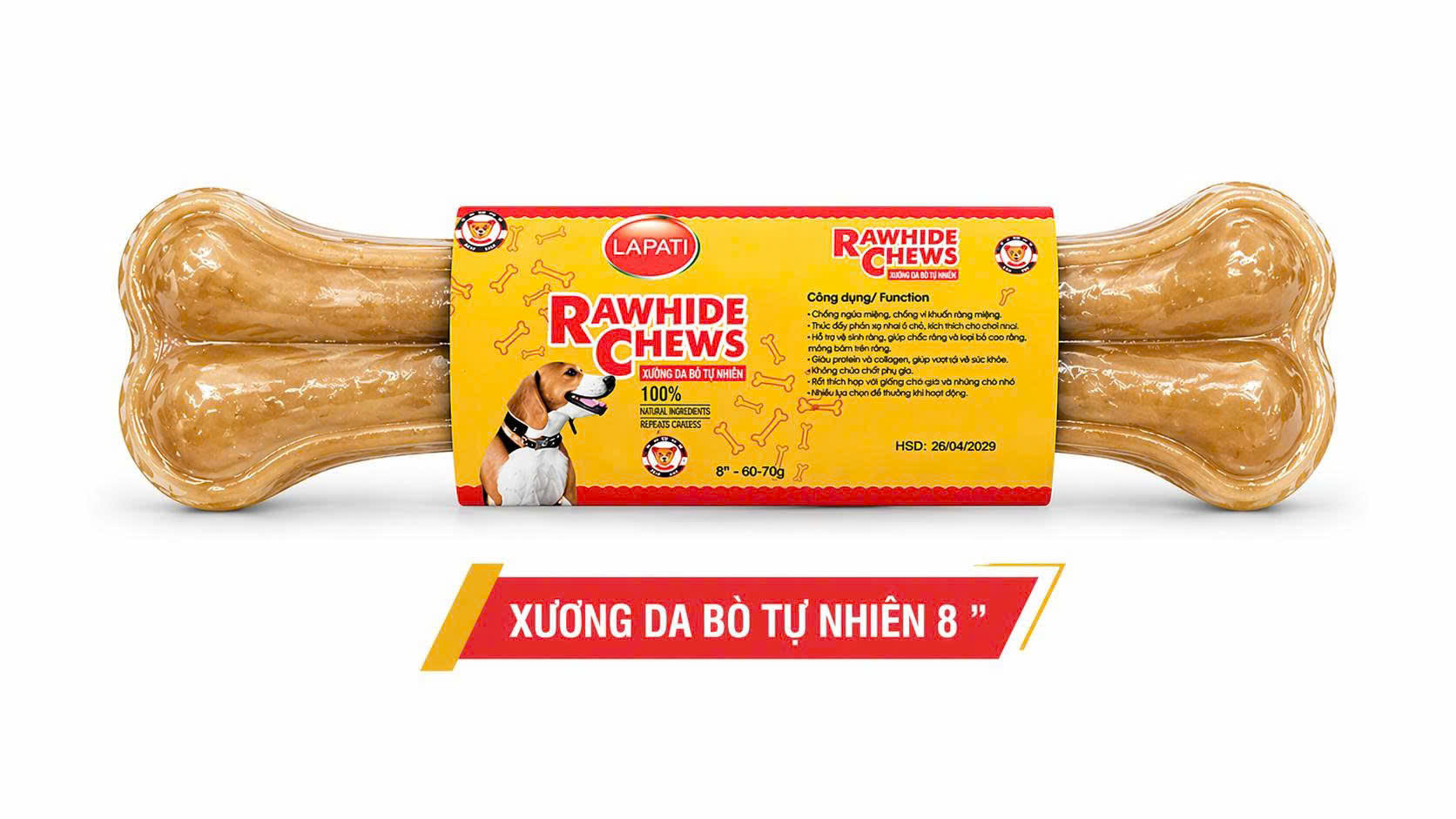 Xương ép da bò tự nhiên 8" Fonti Inu