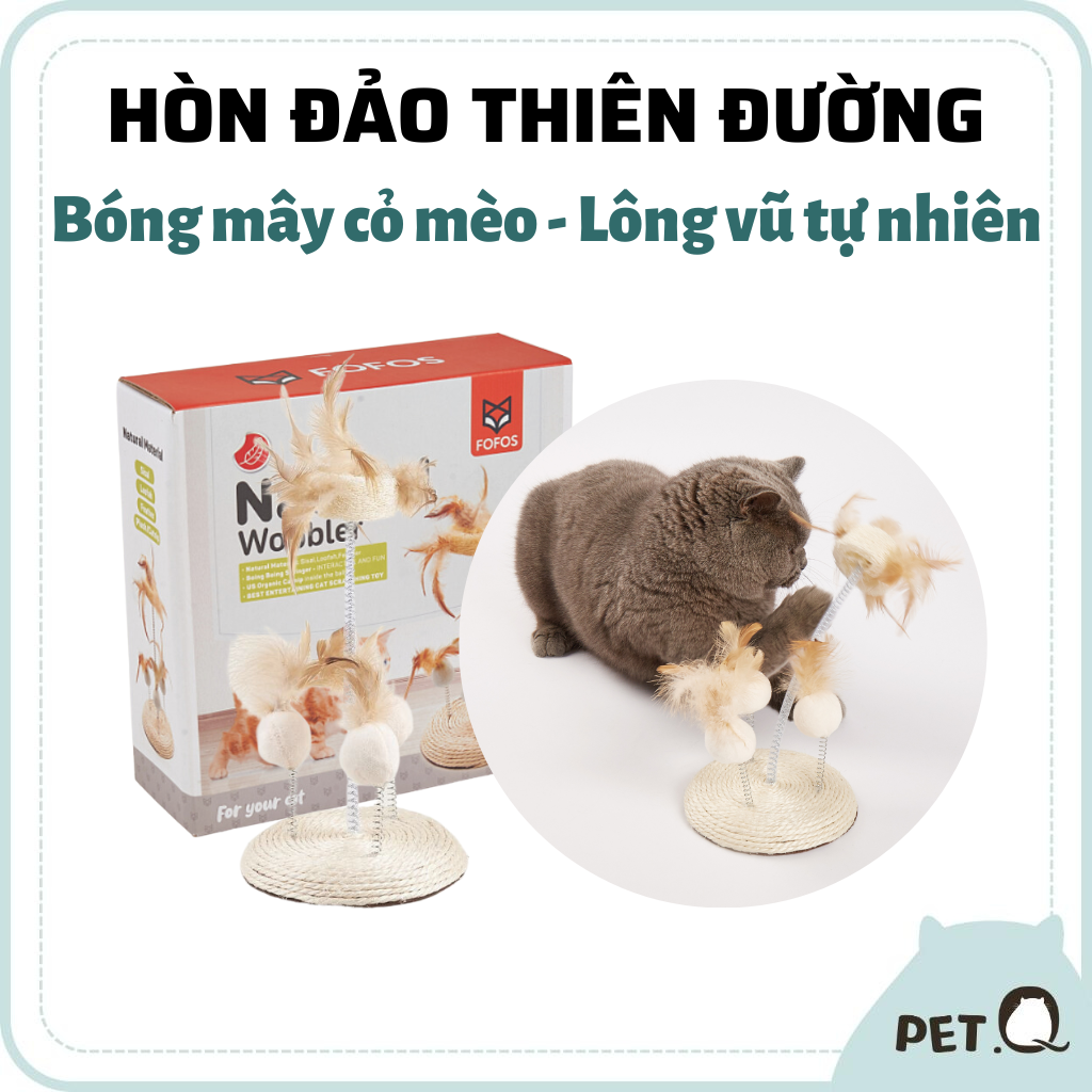 Bàn cào lông vũ tự nhiên cho mèo FOFOS