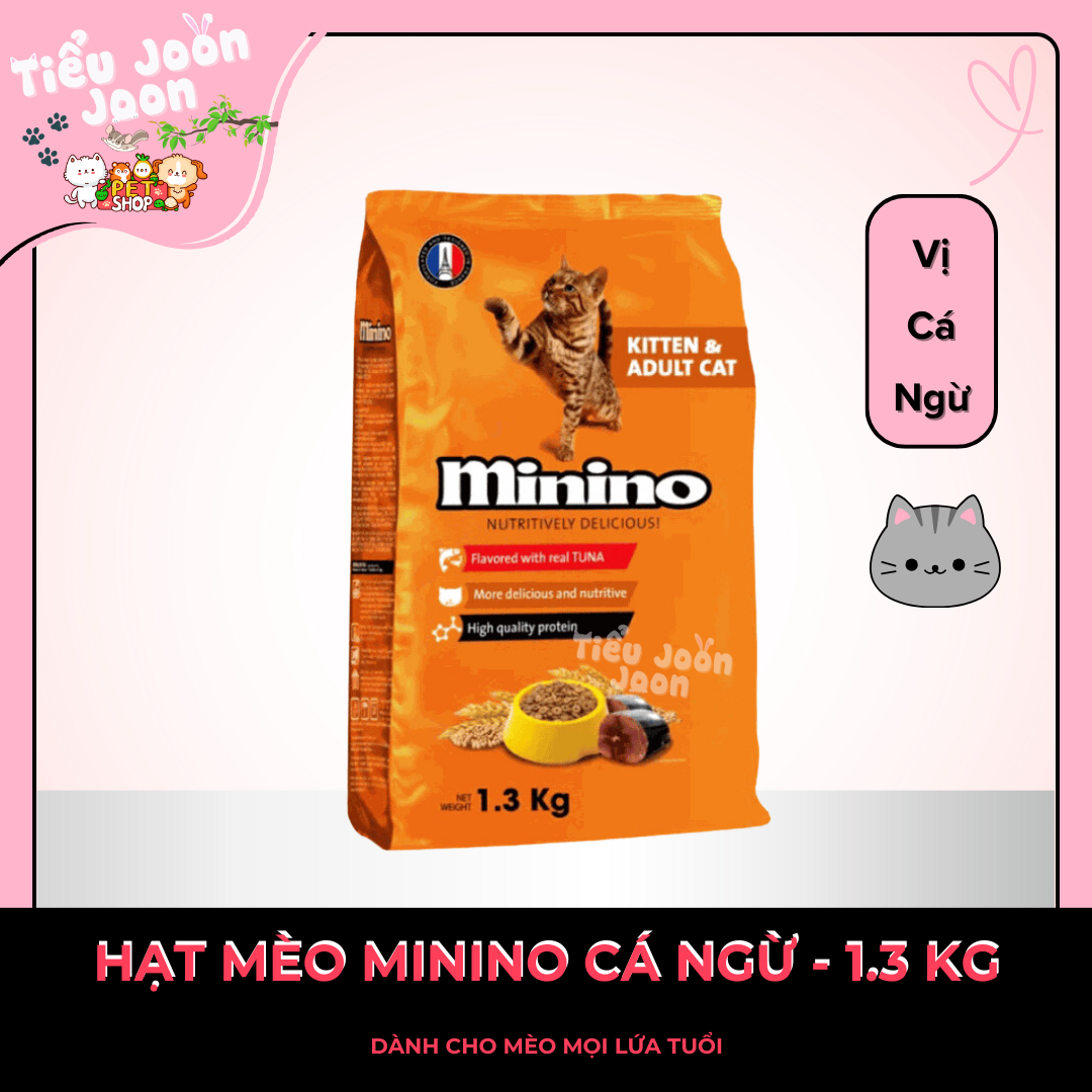 Thức ăn hạt cho mèo mọi lứa tuổi MININO vị Cá Ngừ 1,3kg