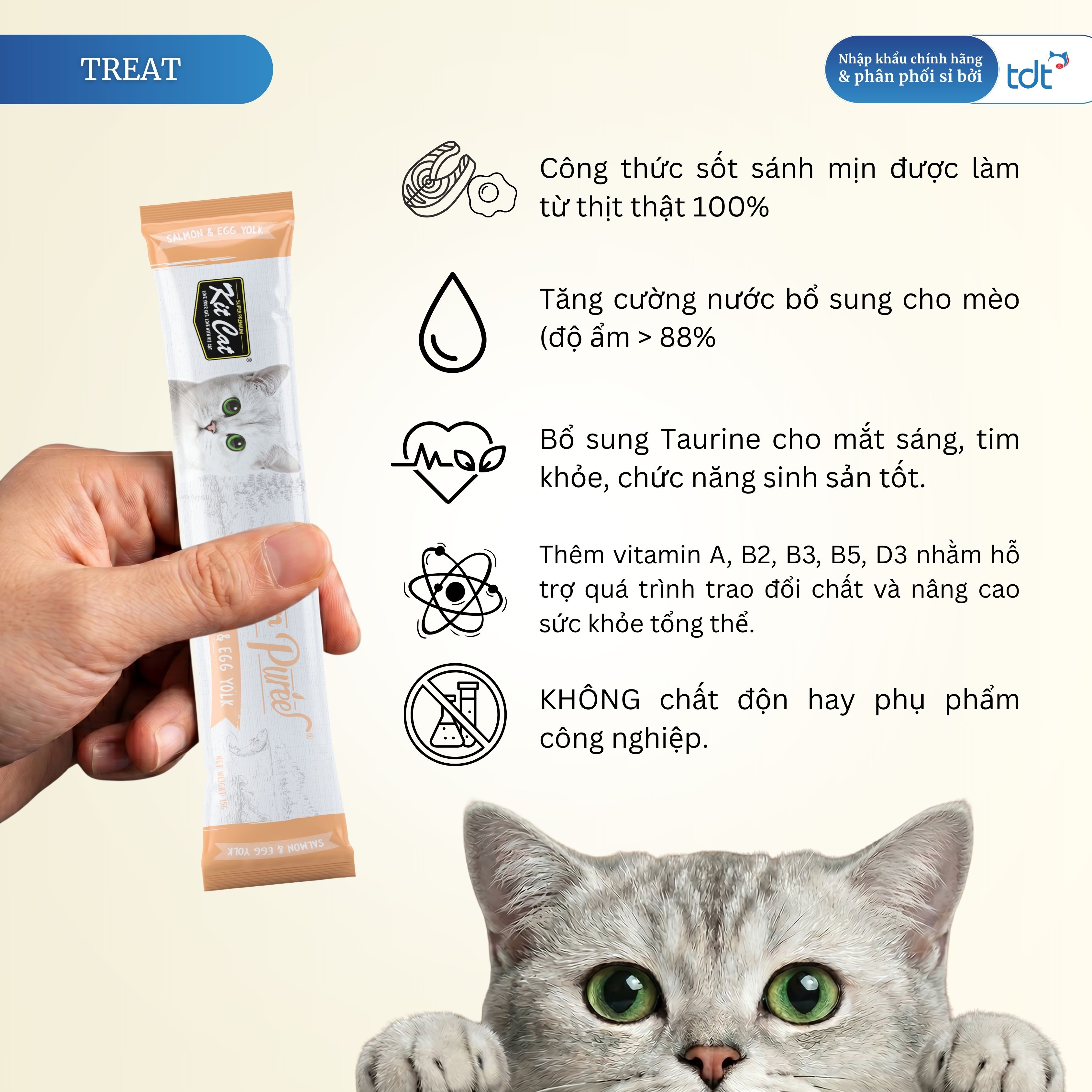 SỐT THƯỞNG KIT CAT PURR PUREE CÁ HỒI & LÒNG ĐỎ TRỨNG 75G - NÂU