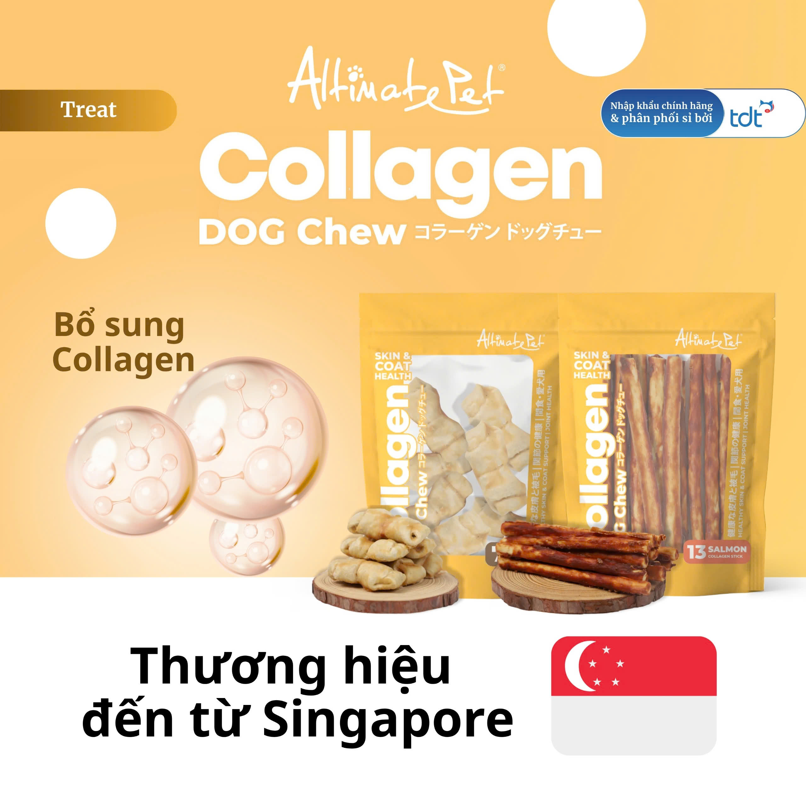 Gặm sạch răng Collagen - Khúc xương vị Cá Hồi Cá 90g
