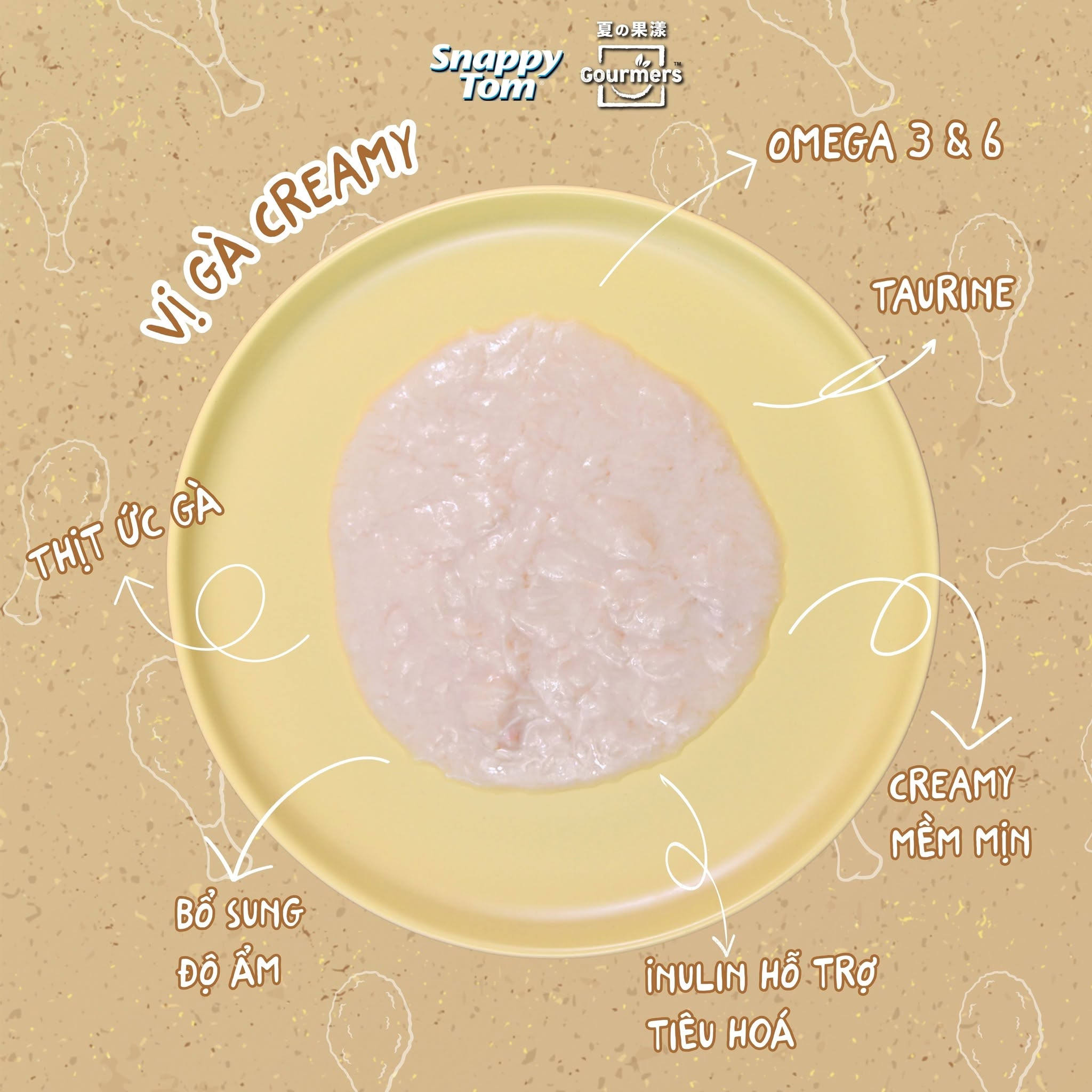 Pate cho mèo Snappy Tom Chicken Creamy 70g