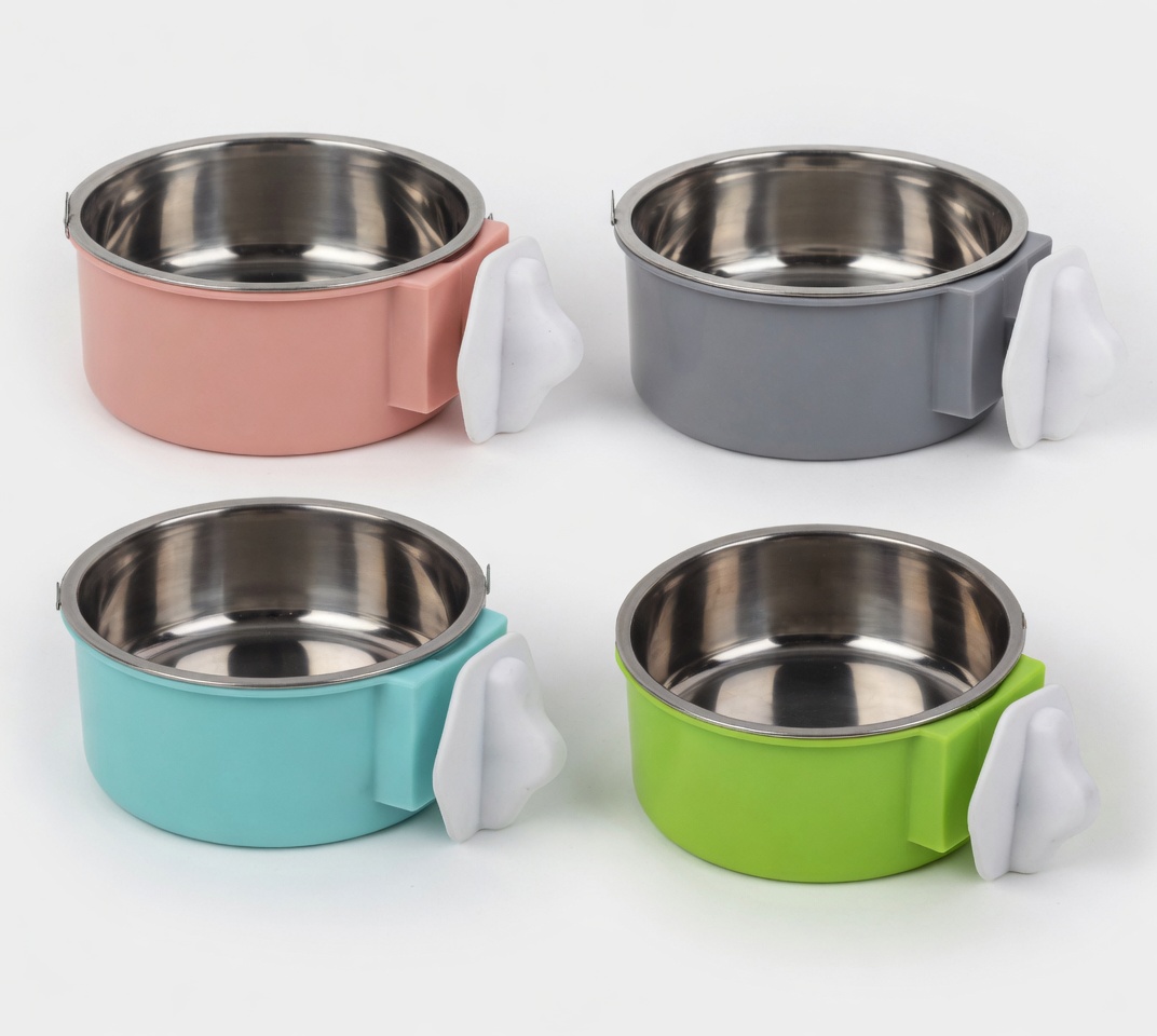 Bát ăn treo chuồng kèm chén inox