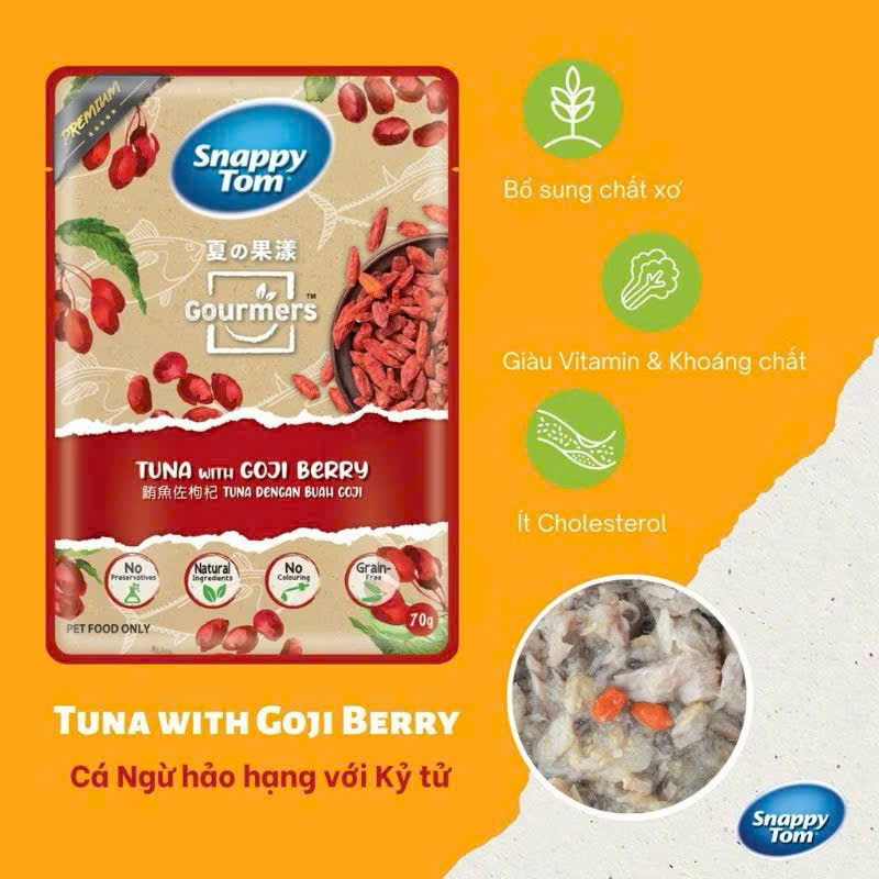 Pate Snappy Tom Gourmers vị Cá ngừ & kỷ tử 70g