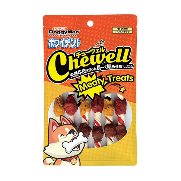 Que da bò cuốn thịt vị gà - vịt - gan cho chó DoggyMan 6 cây (Xiên thịt ba ghiền)