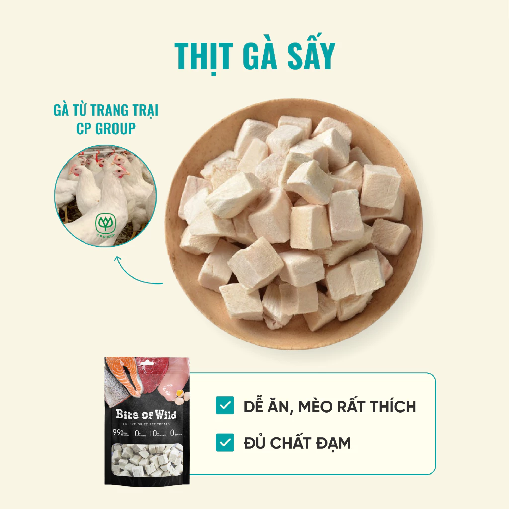 Thịt gà sấy cho chó mèo Bite Of Wild 40g