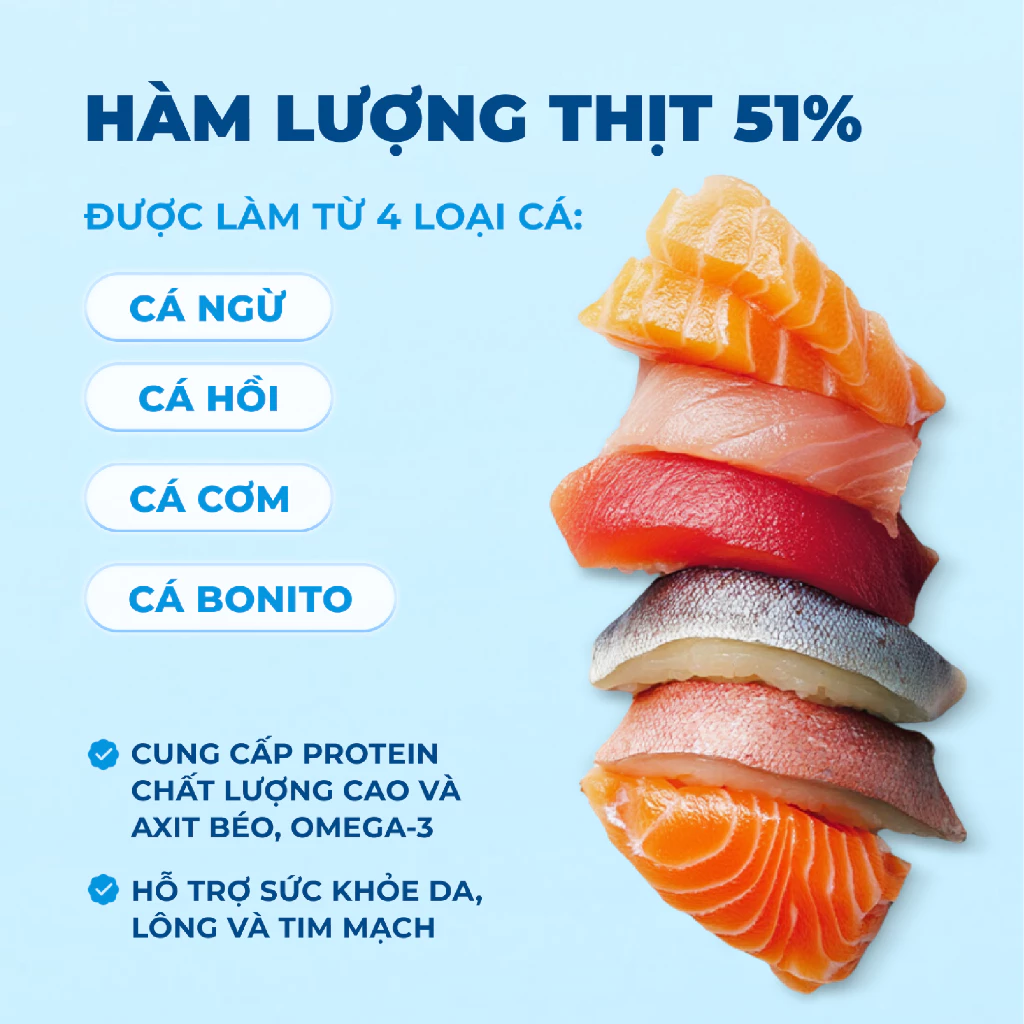 Thức ăn hạt cho mèo mọi lứa tuổi MR.VET T3 Mix 4 Loại Cá 1kg