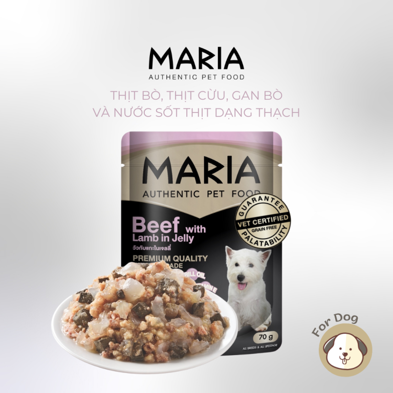 Pate chó Maria vị Bò và Thịt Cừu dạng thạch 70g