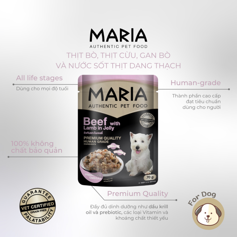 Pate chó Maria vị Bò và Thịt Cừu dạng thạch 70g