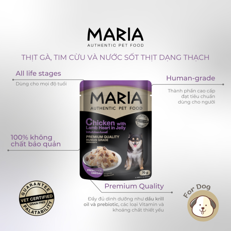 Pate chó Maria vị Gà và Thịt Cừu dạng thạch 70g