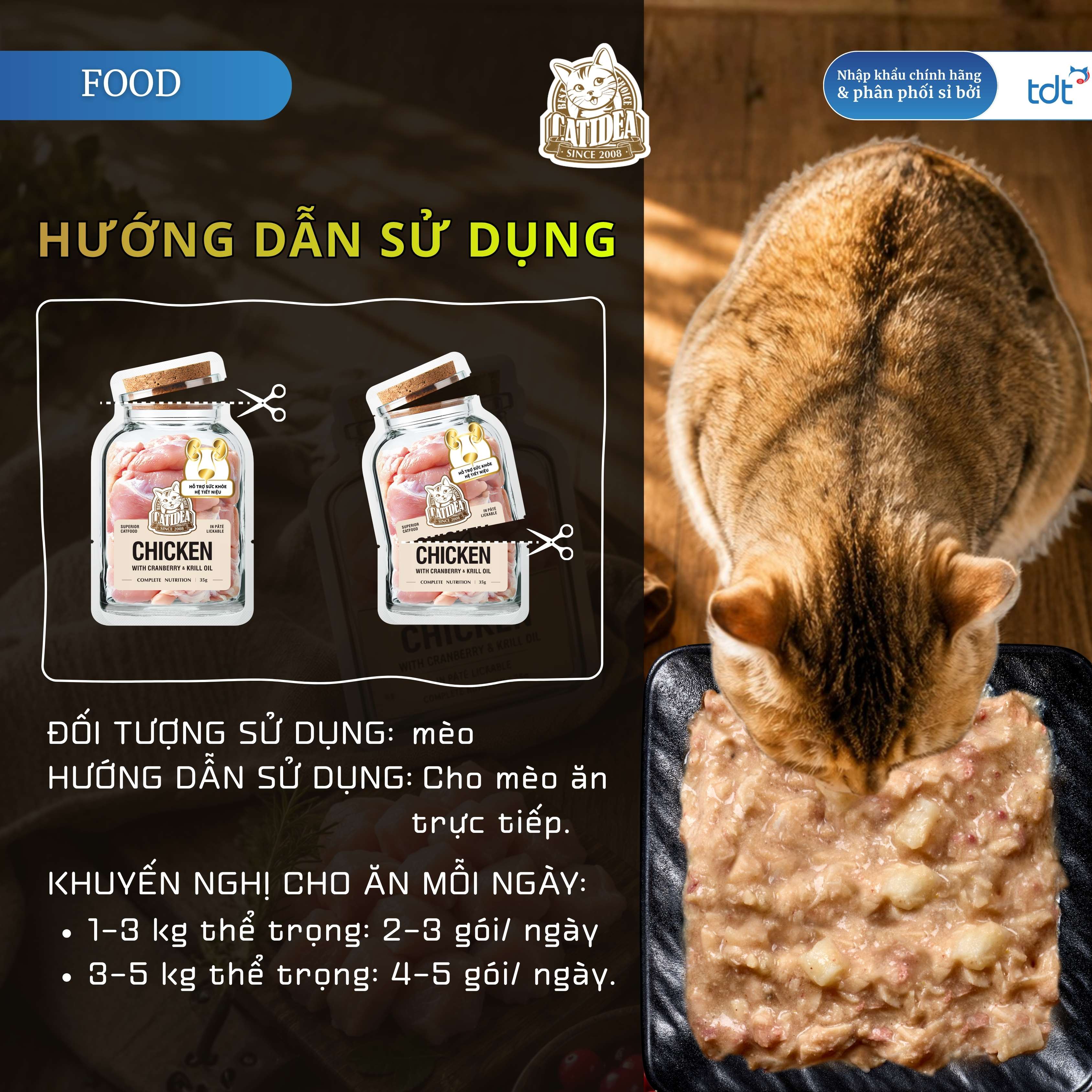 PATE GÓI CATIDEA 35G_THỊT BỒ CÂU + CỦ TỪ + DẦU NHUYỄN THỂ