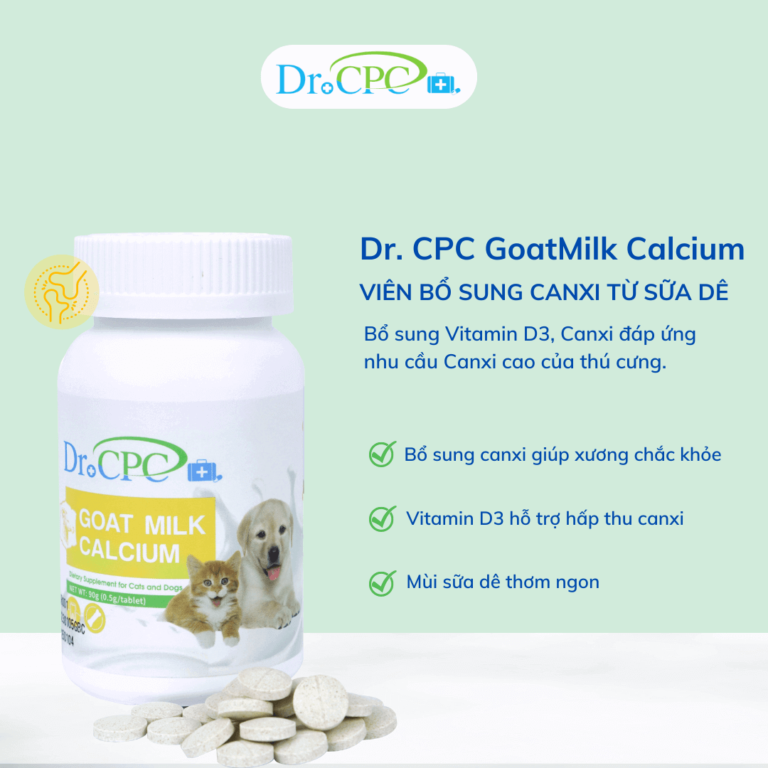 Viên bổ sung canxi từ sữa dê cho chó mèo Dr. CPC Goat Milk Calcium 90g