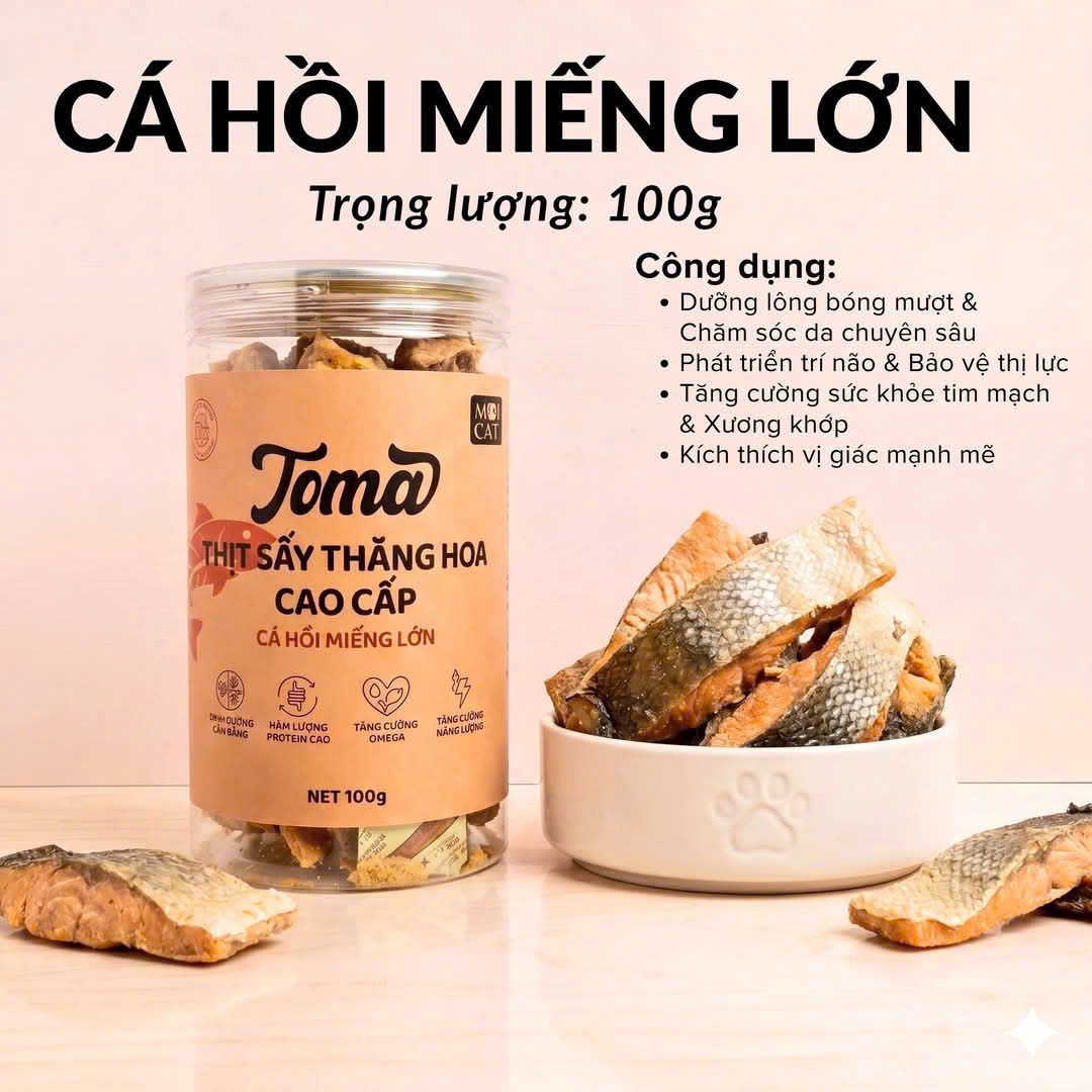 Cá hồi sấy miếng lớn Toma 100g