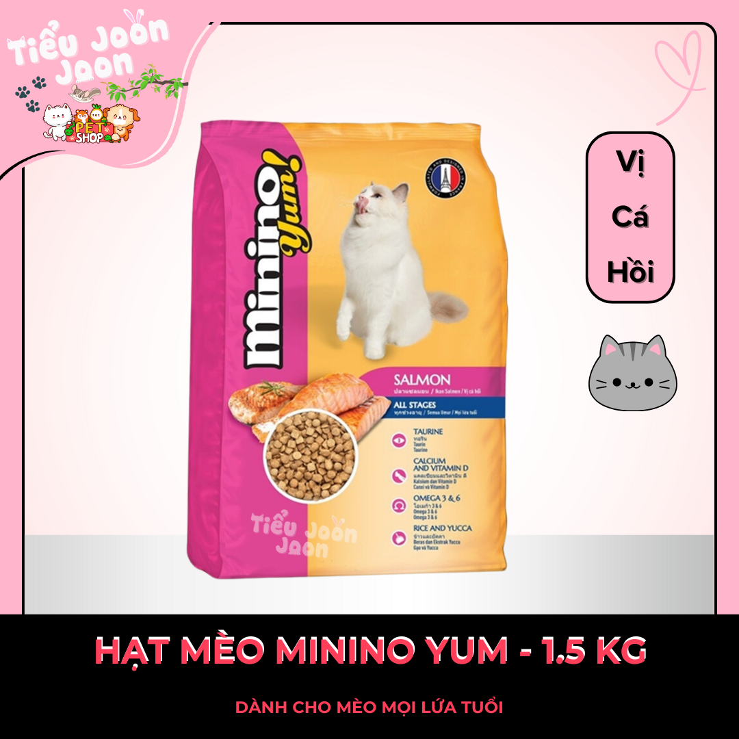 Thức ăn hạt cho mèo mọi lứa tuổi MININO YUM vị Cá Hồi 1,5kg