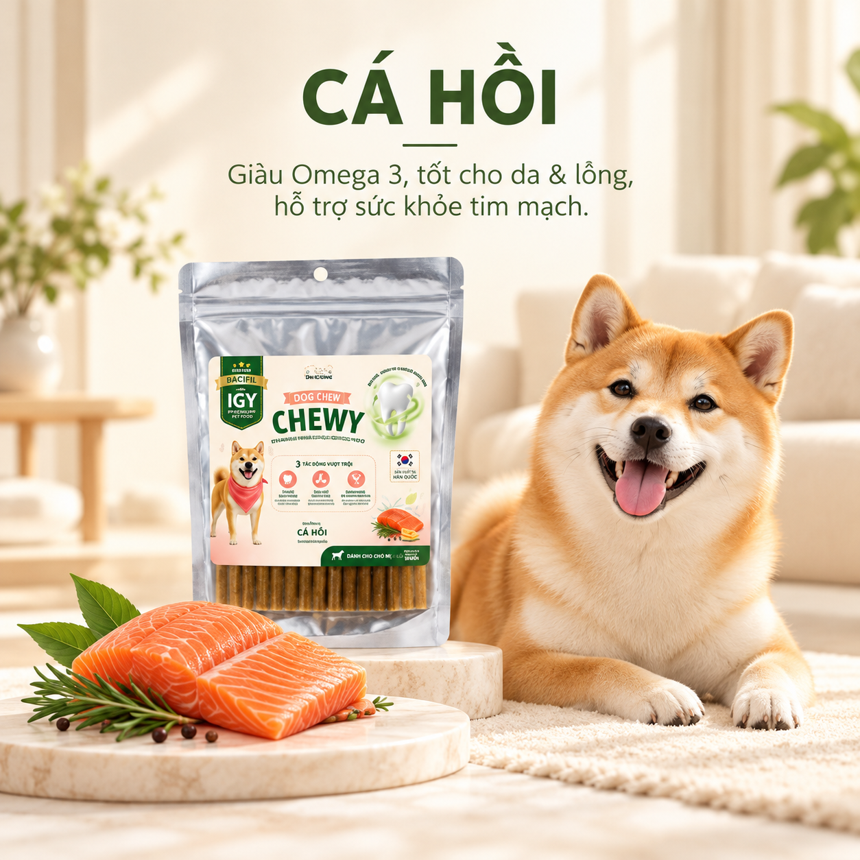 Que gặm sạch răng Dental stick Dog Like Chewy 80g