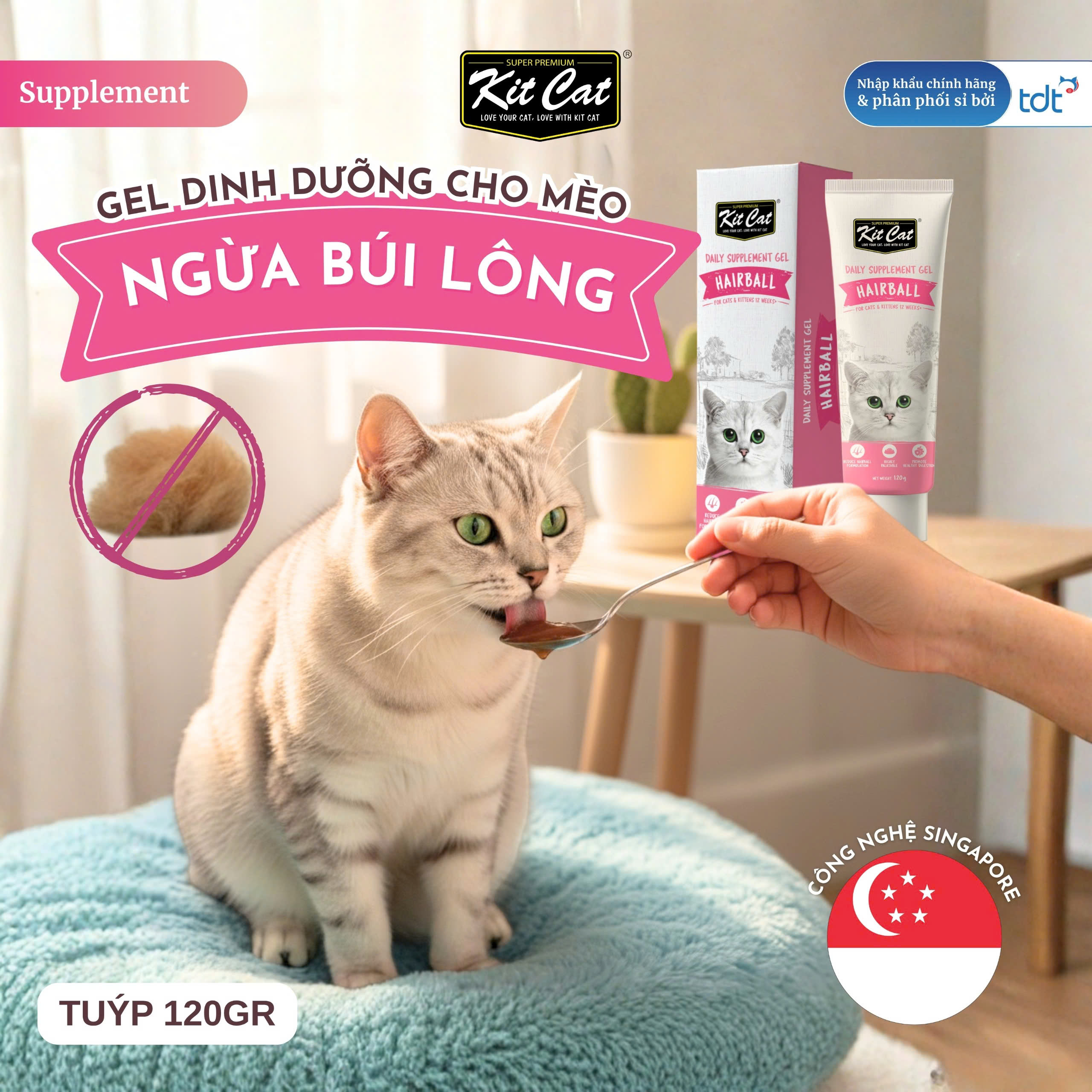 Gel dinh dưỡng Kit Cat hỗ trợ búi lông cho mèo 120g