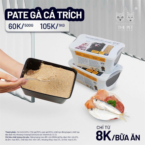 The Pet Pate gà cá trích (Mixed pacific herring and breast chicken) hộp 500g
