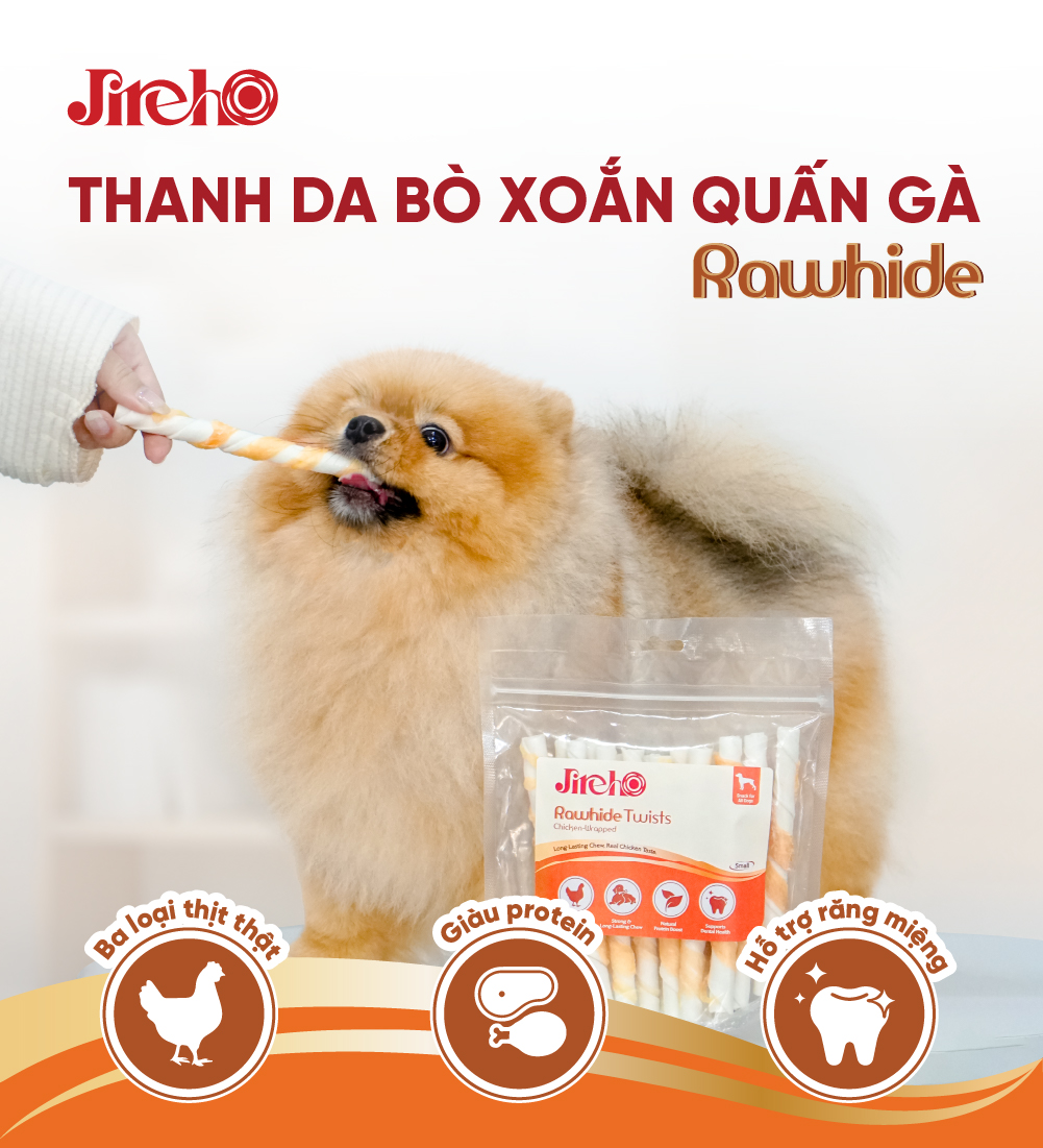 Thanh da bò xoắn quấn gà cỡ vừa