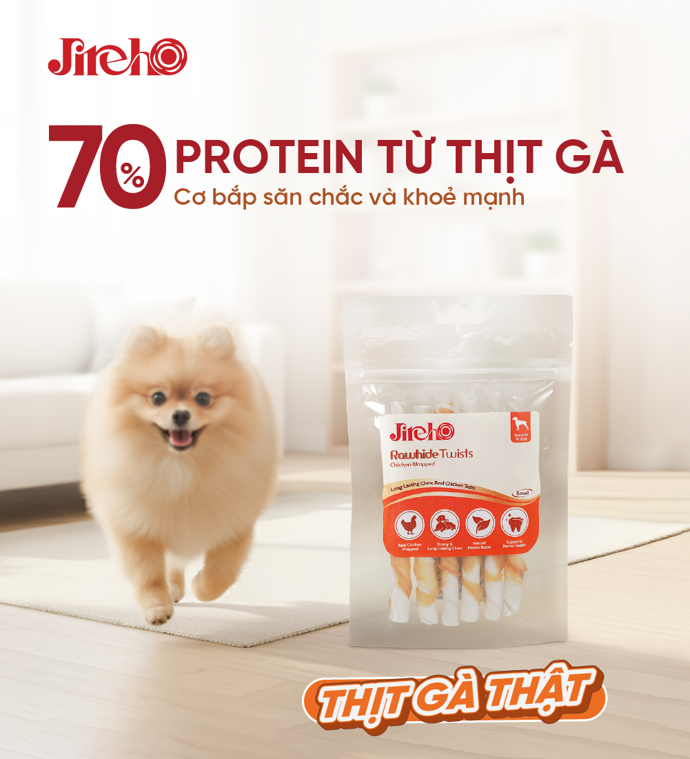 Thanh da bò xoắn quấn gà cỡ nhỏ