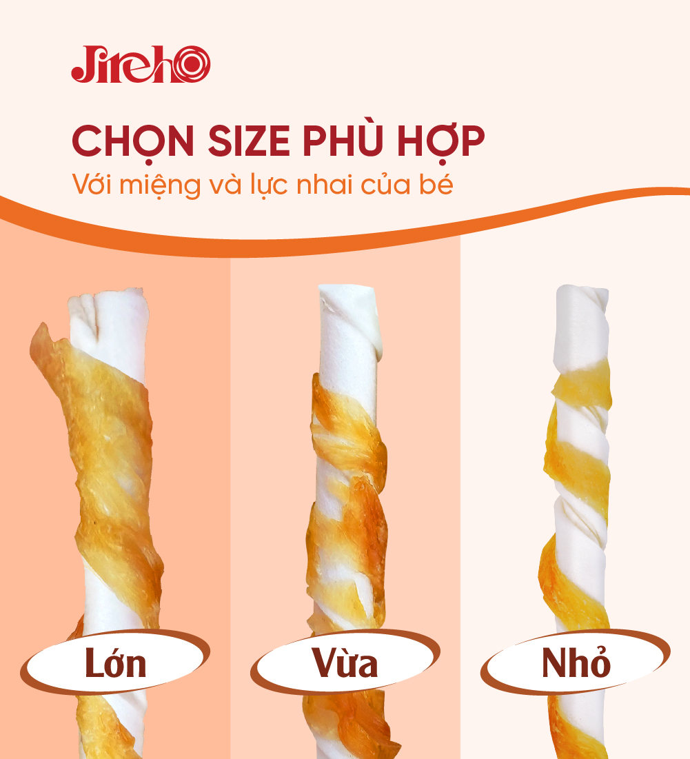 Thanh da bò xoắn quấn gà cỡ lớn 200g