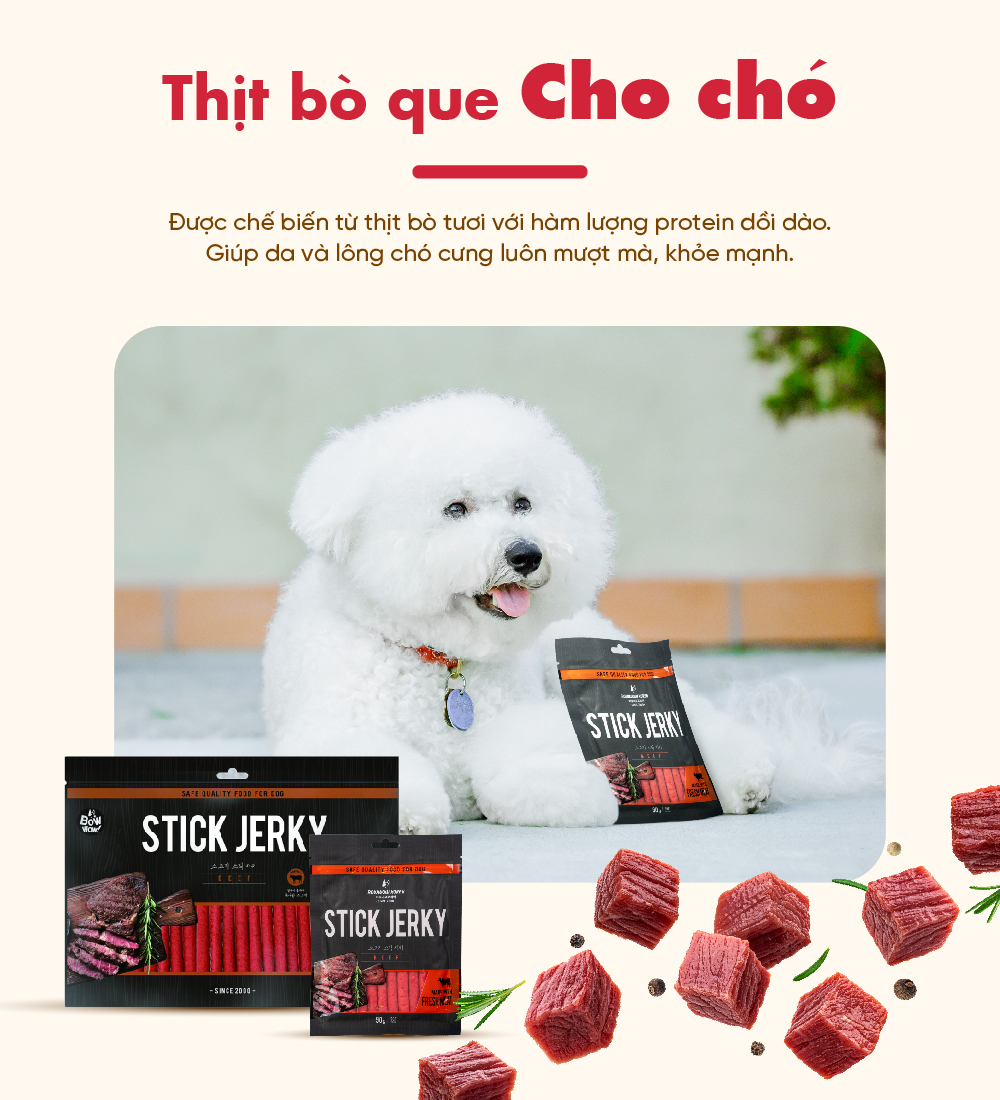 Thịt bò que cho chó Bow Wow 90g