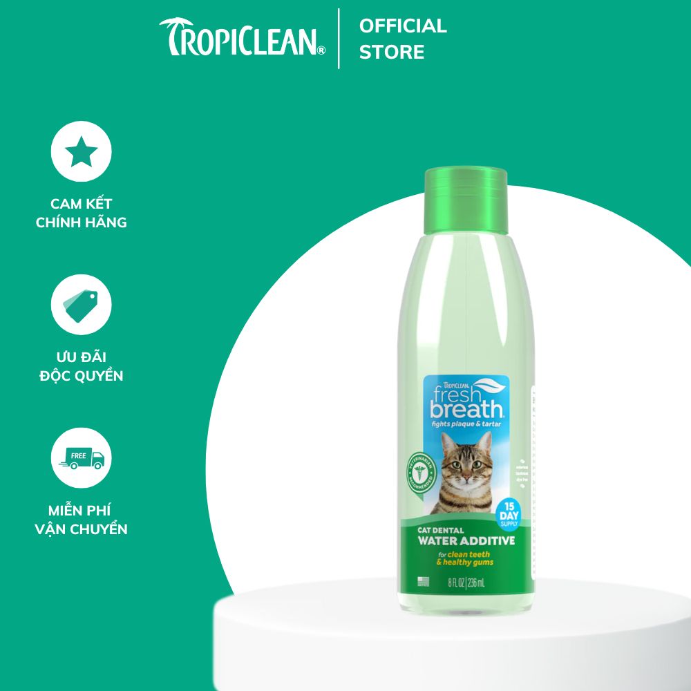 Nước vệ sinh răng miệng TropiClean Fresh Breath dành cho mèo 236ml