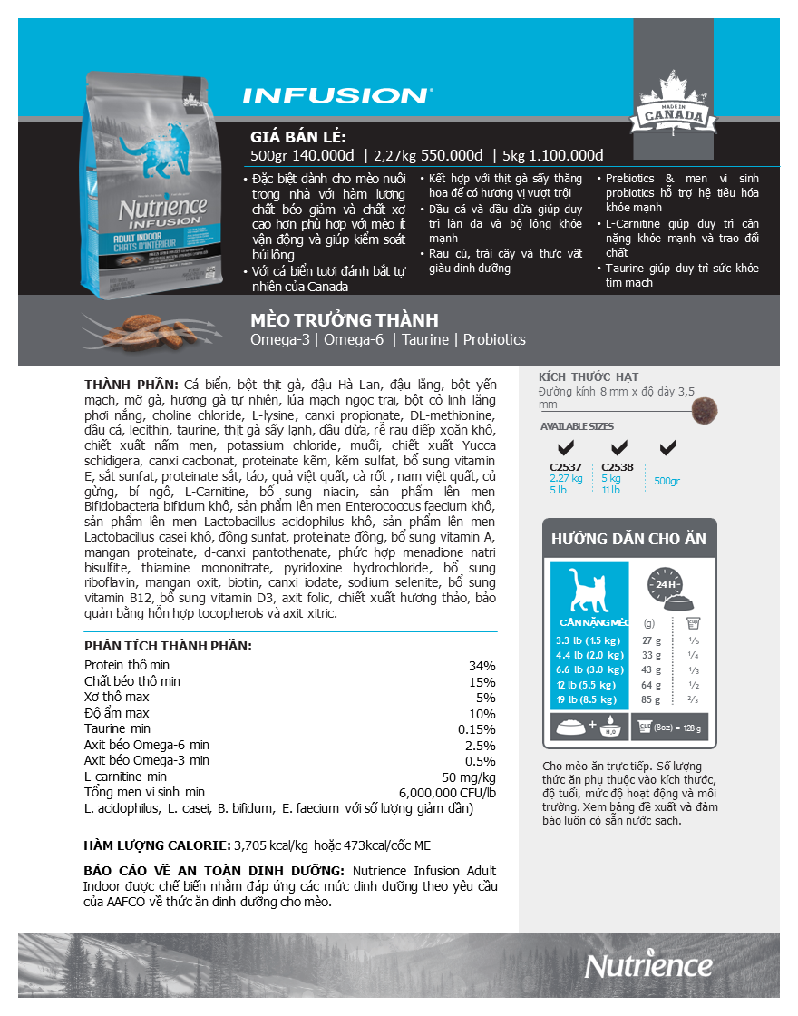 NT Infusion cho Mèo trưởng thành - Cá biển và rau củ quả tự nhiên