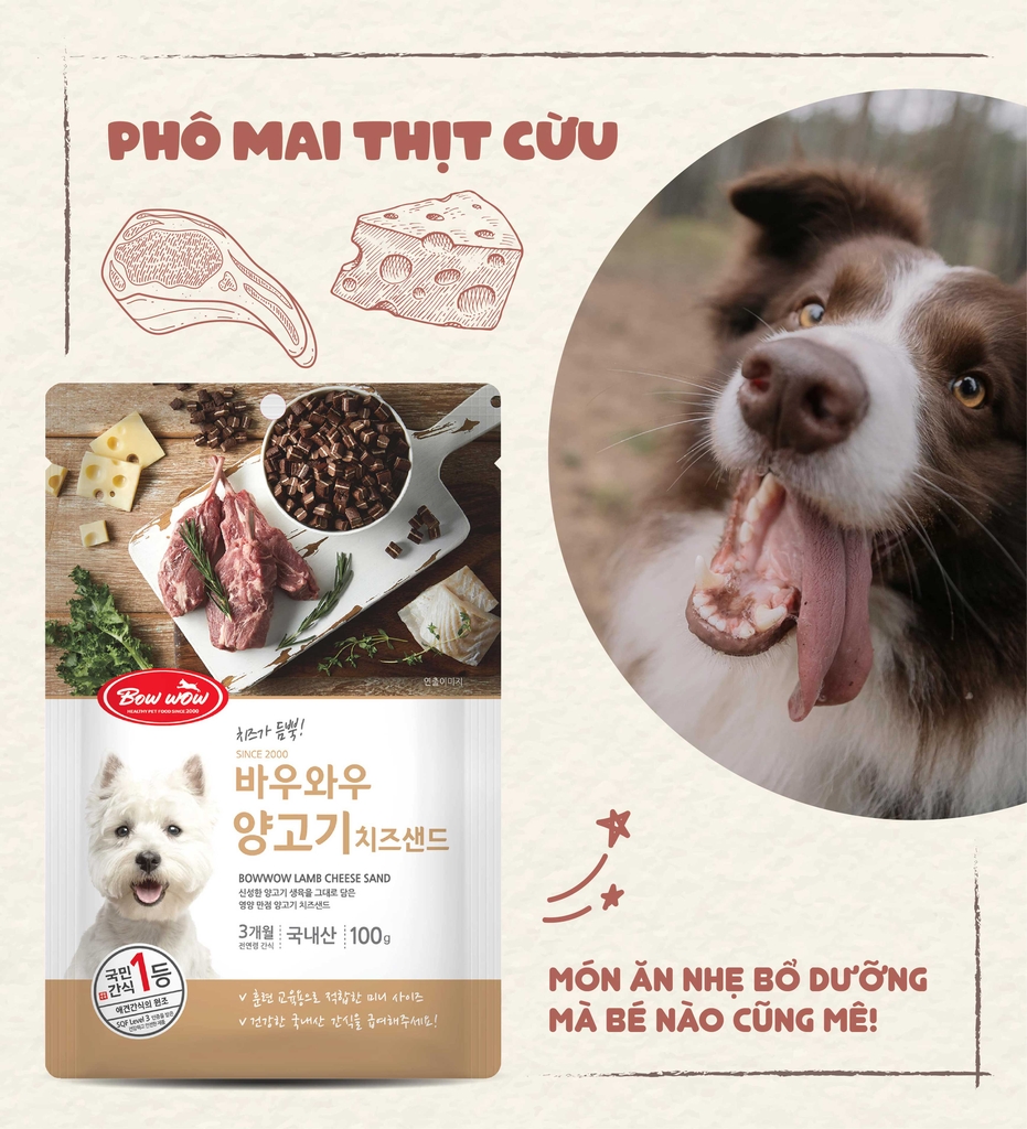 Phô mai thịt cừu Bow Wow 100g