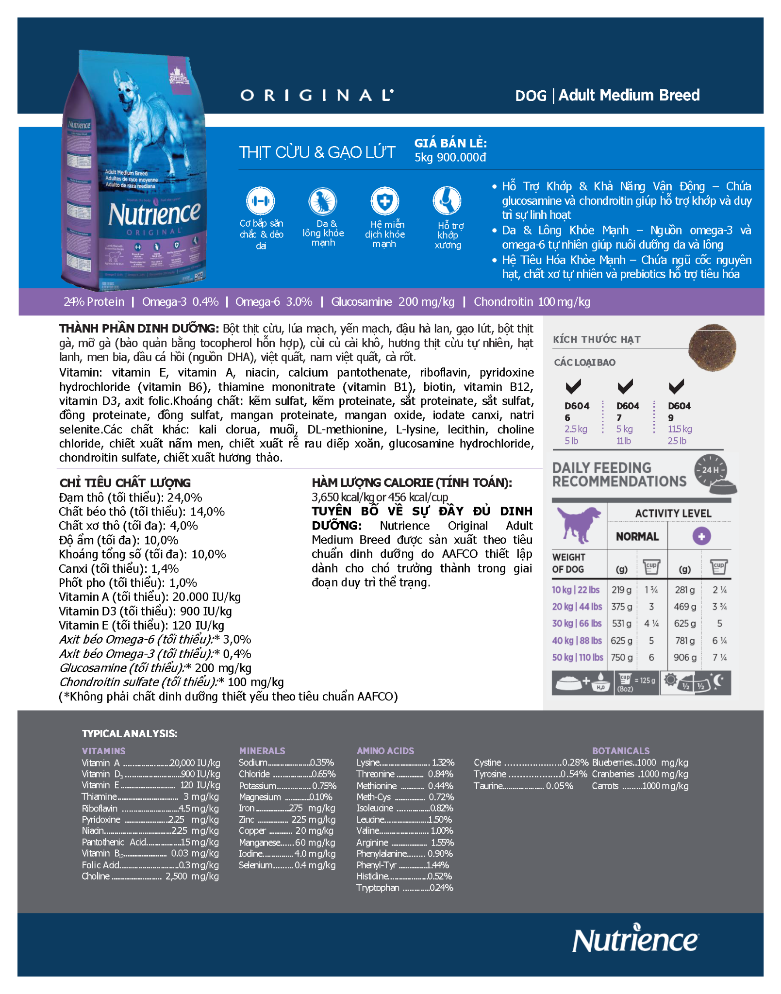 NT Original cho Chó kích thước vừa và lớn (Trên 10kg) - Thịt cừu và rau củ quả tự nhiên