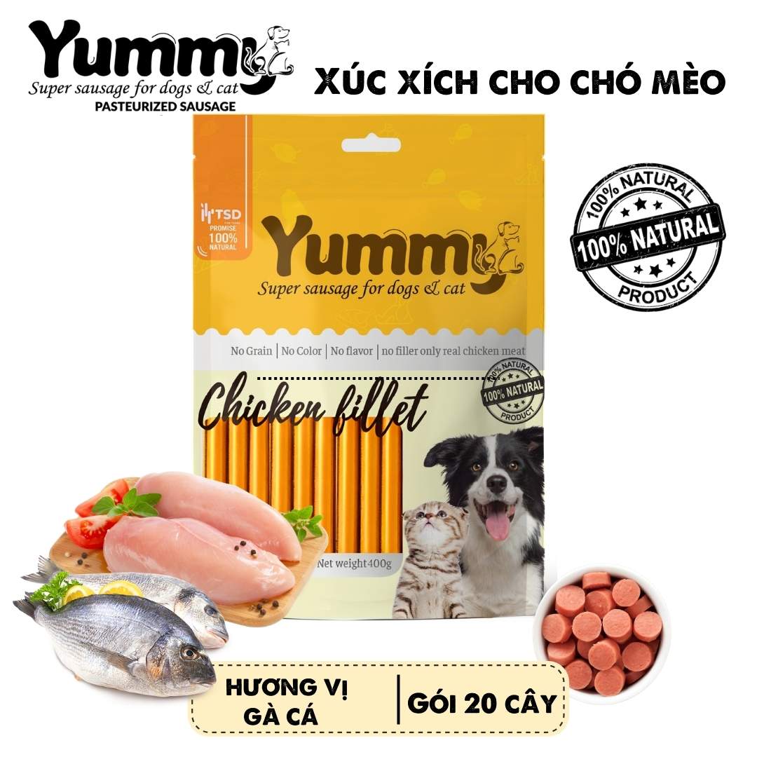 Xúc Xích Yummy vị Gà Cá cho Chó/Mèo (20 cây)
