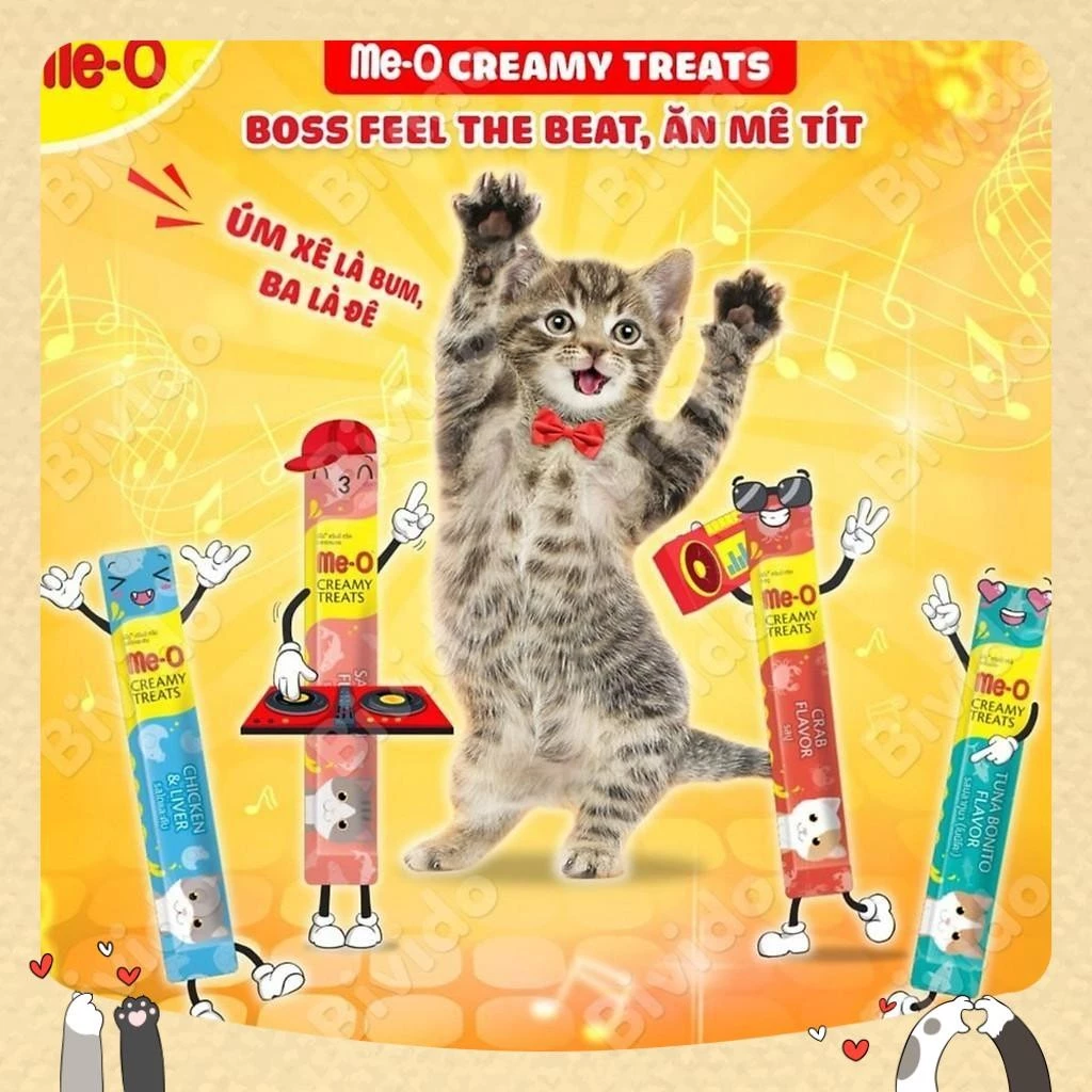 Súp thưởng mèo Me-O Creamy Treats Happy Time