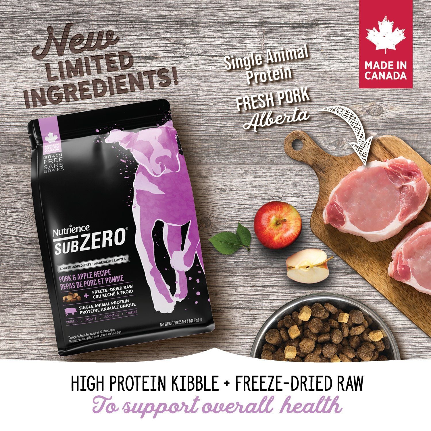 NT Subzero cho Chó - Thịt lợn, táo và rau củ quả tự nhiên (Cho mọi giống chó ở mọi lứa tuổi)