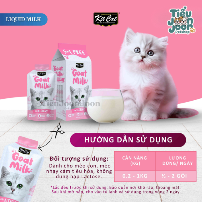 Sữa dê Kit Cat cho mèo con - Goat Milk For Kitten (6 gói)